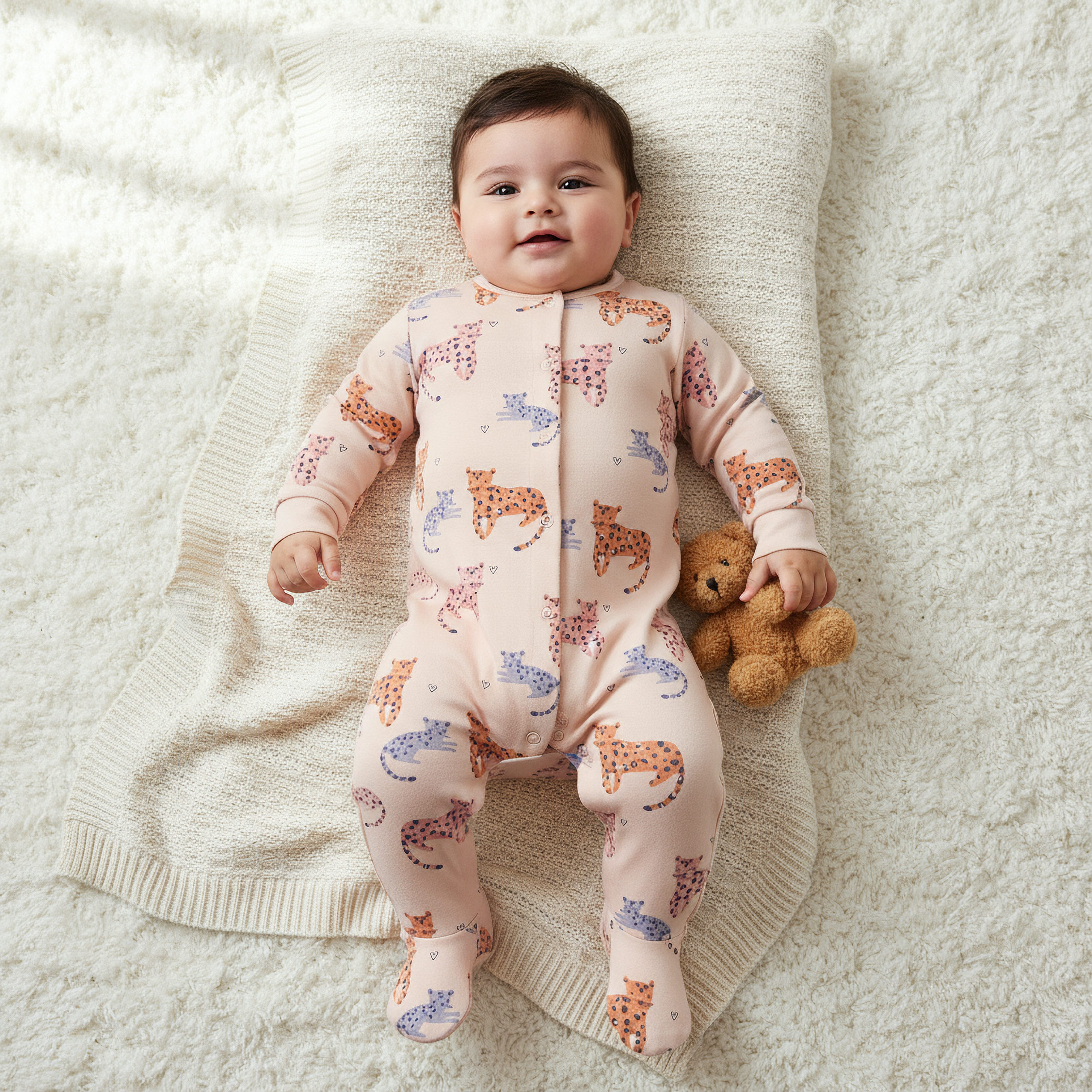 Juniors Round Neck Sleepsuit with Snap Button Closure - Cotton - Long Sleeves-promo_babyshop_Buy3for69_OMN130126-image-1