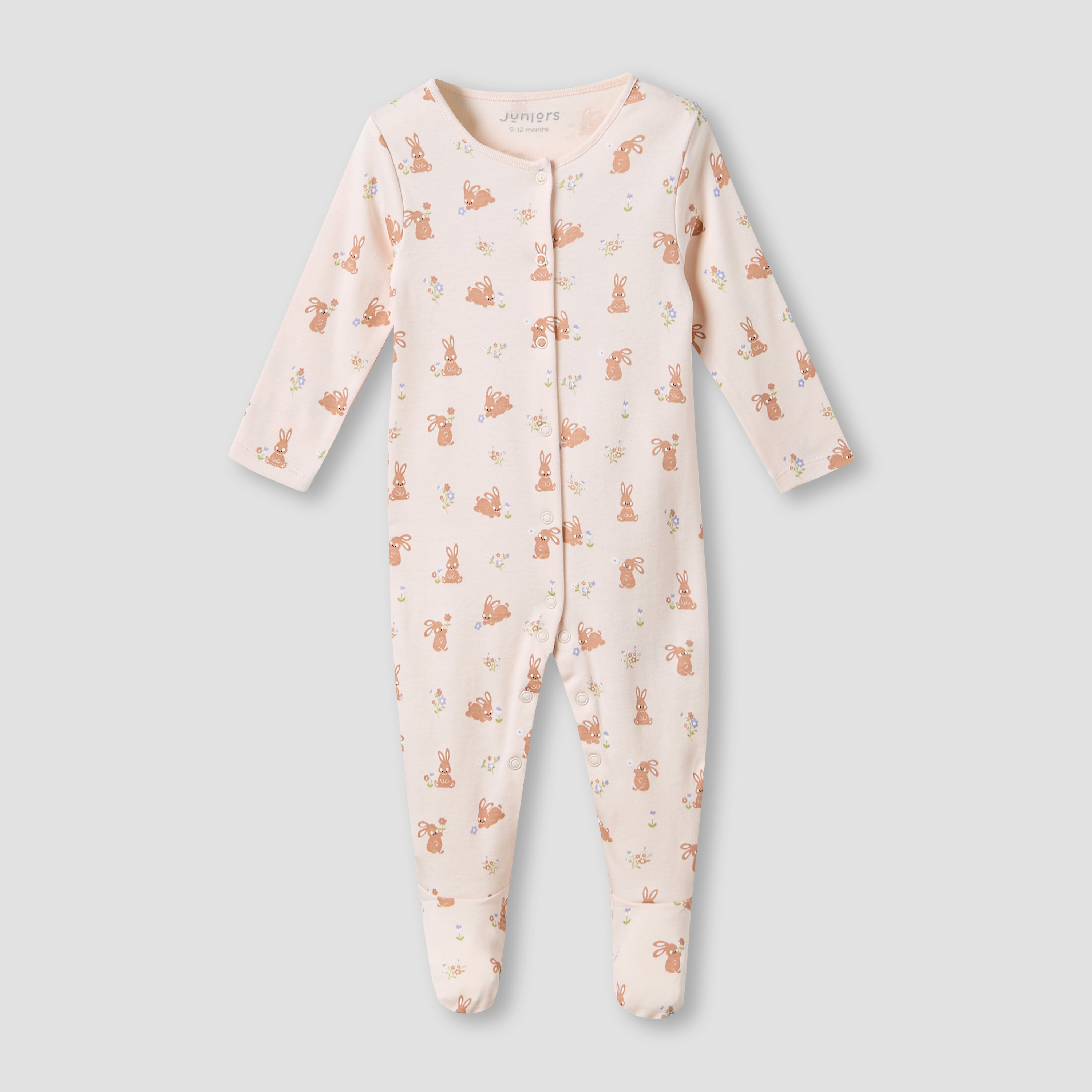 Juniors Round Neck Sleepsuit with Rabbit Print - Cotton - Long Sleeves-promo_babyshop_Buy3for69_BAH130126-image-2