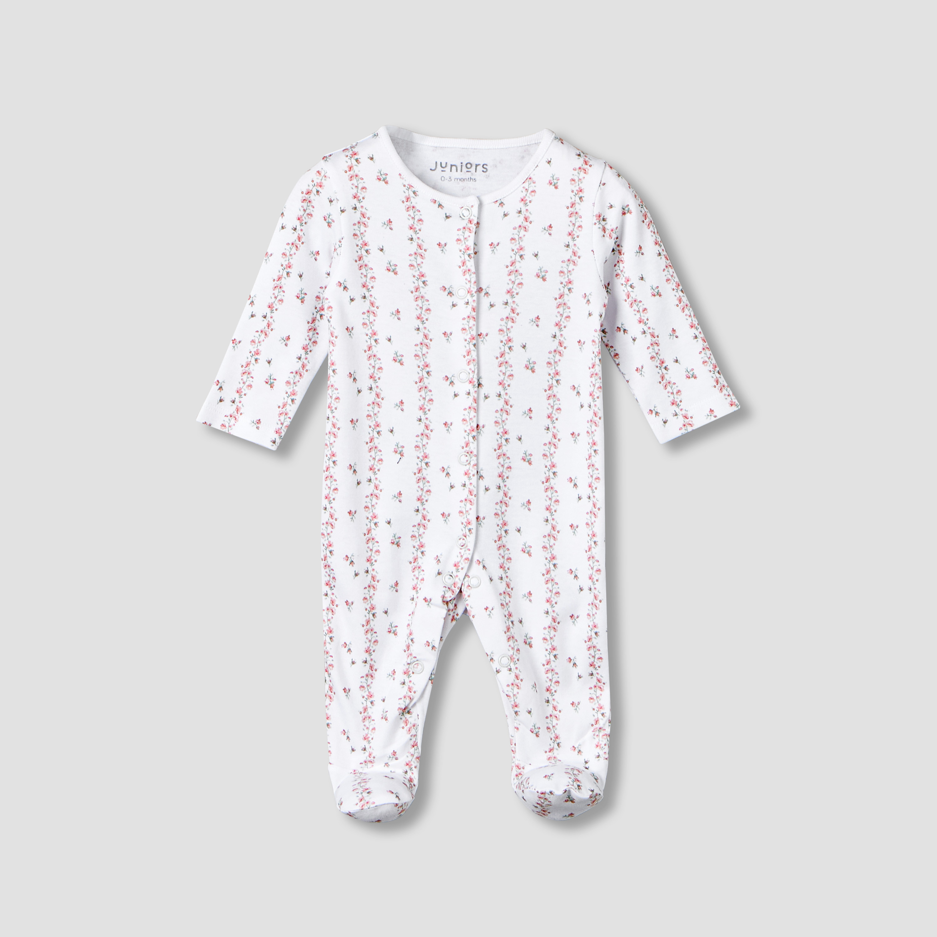Juniors Cotton Round Neck Long Sleeves Sleepsuit with Floral Print-baby-girls-clothing-nightwear-sleepsuits-image-2