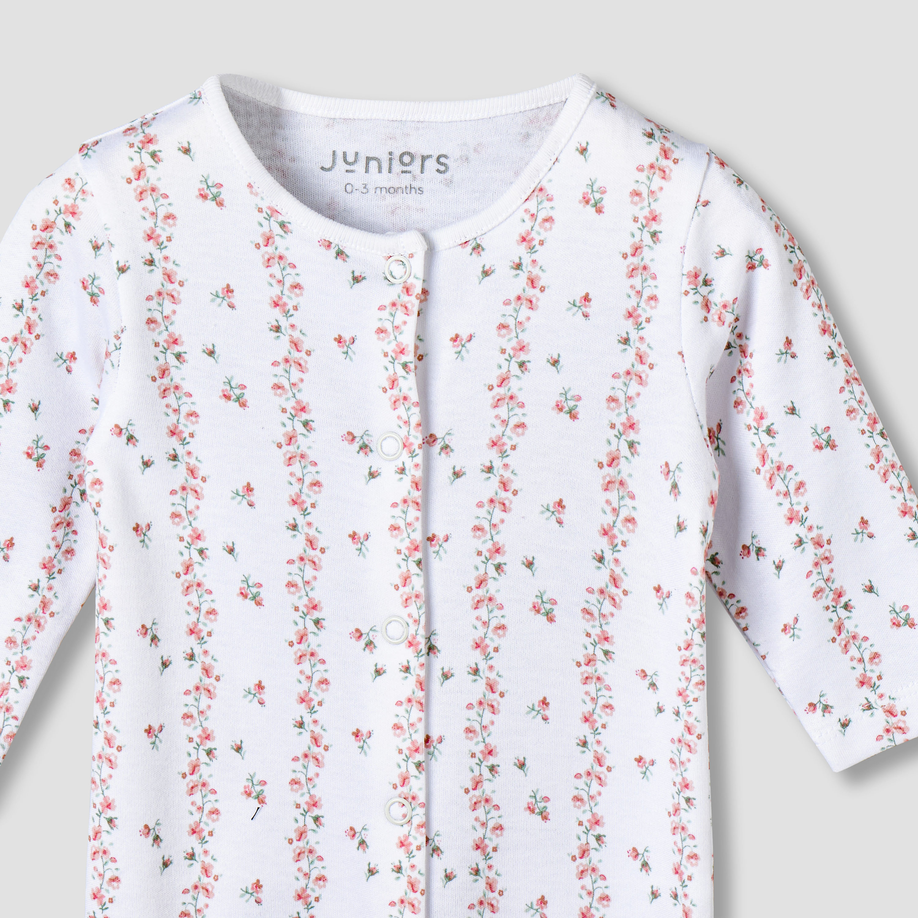 Juniors Cotton Round Neck Long Sleeves Sleepsuit with Floral Print-baby-girls-clothing-nightwear-sleepsuits-image-4