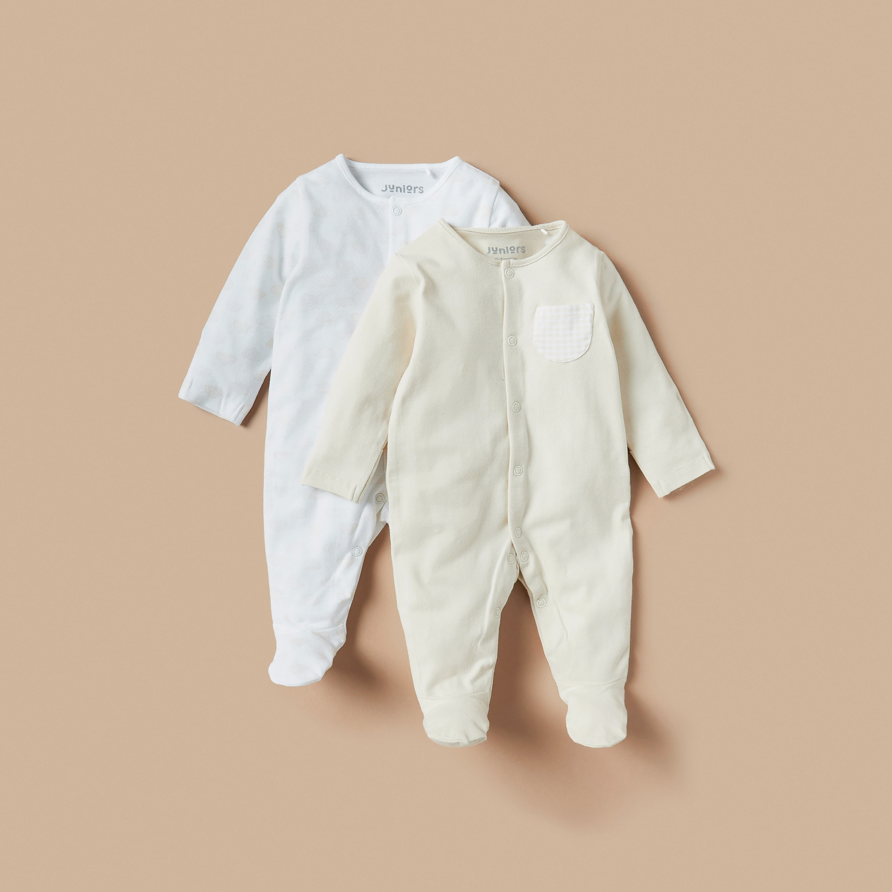 Juniors Assorted Long Sleeves Sleepsuit with Button Closure - Set of 2-baby-girls-clothing-nightwear-sleepsuits-image-1