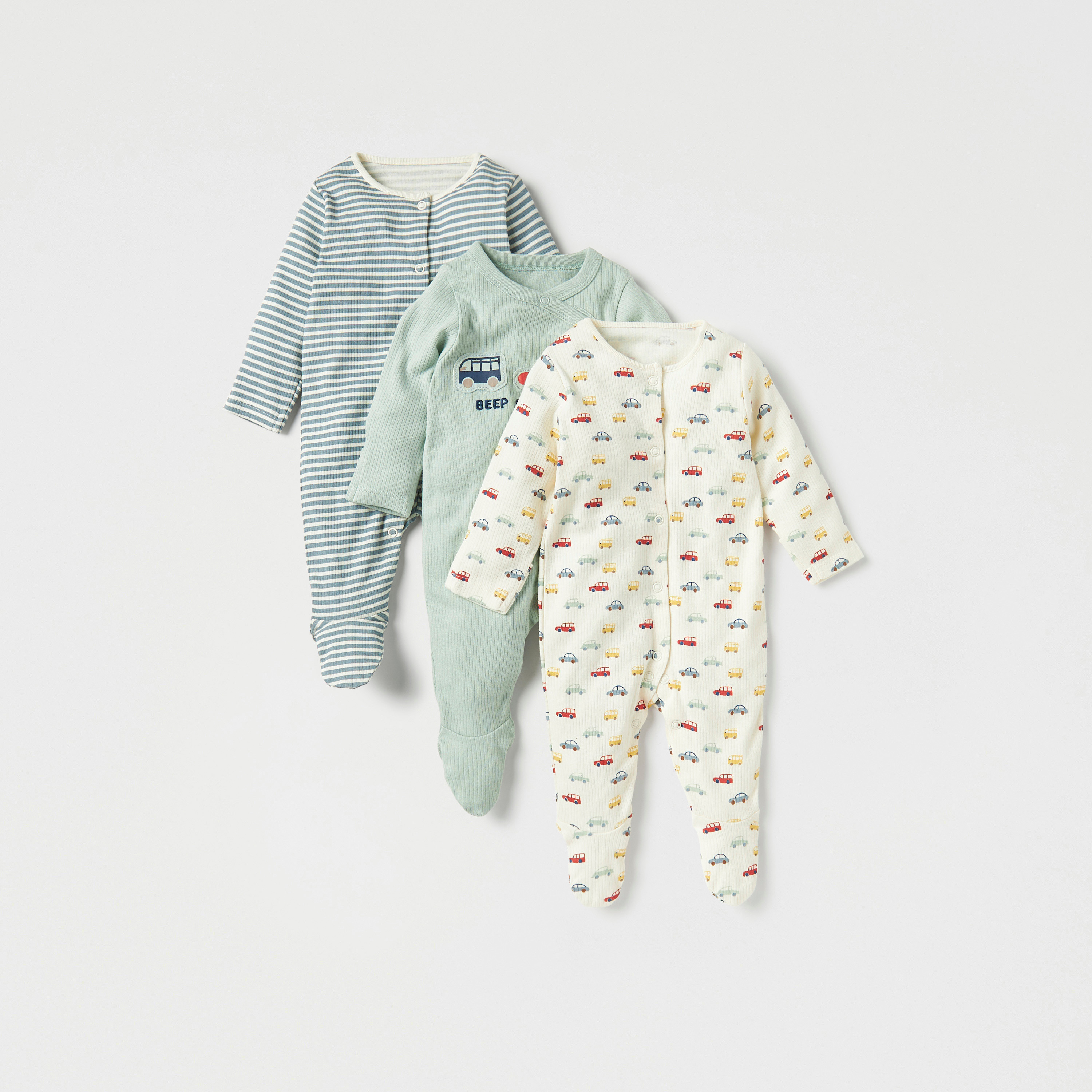 بدلات نوم مغلقة القدمين بطبعات من جونيورز - طقم من 3 قطع-baby-boys-clothing-nightwear-sleepsuits-image-1