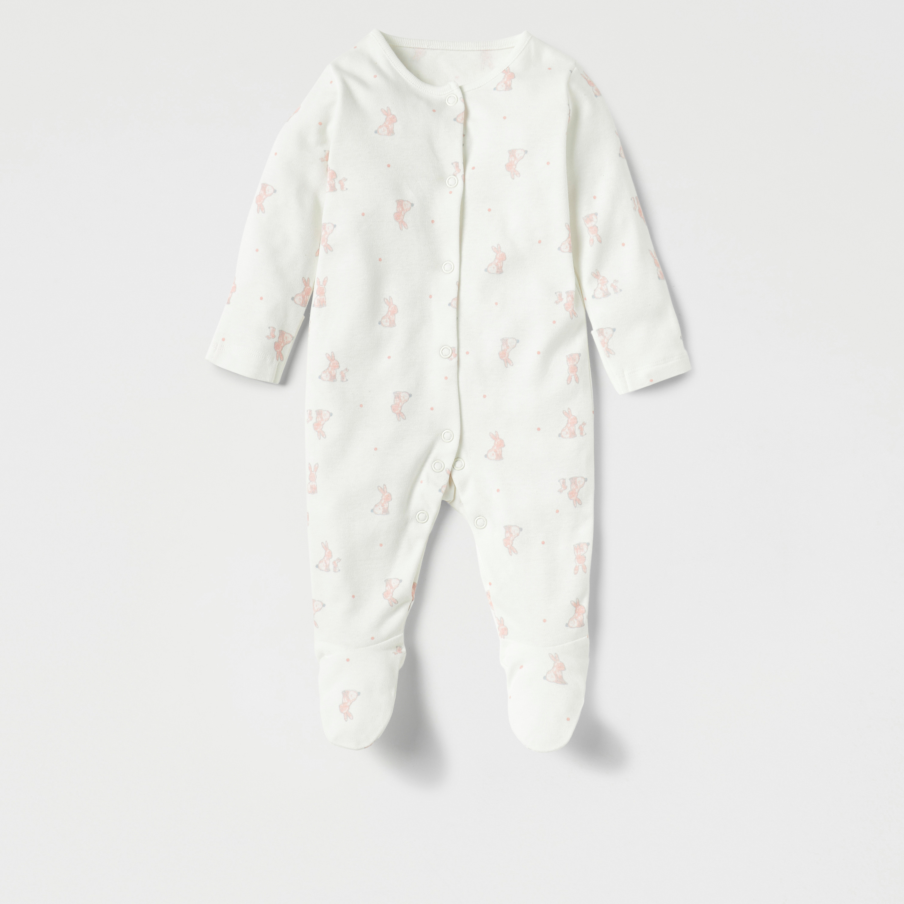 Juniors Bunny Print Closed Feet Sleepsuit - Set of 3-baby-girls-clothing-nightwear-sleepsuits-image-3