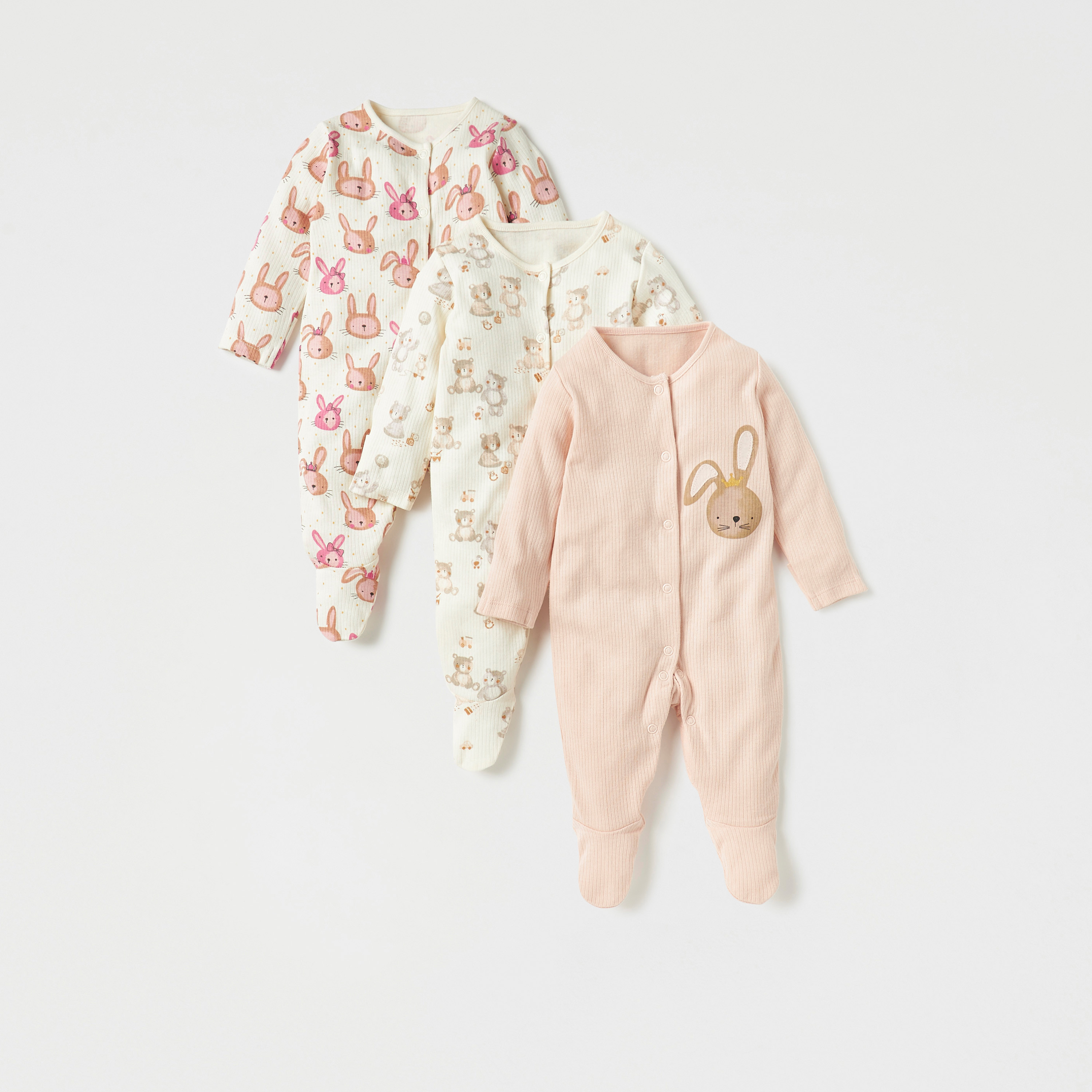 Buy Juniors Printed Closed Feet Sleepsuit Set of 3 Online Mothercare Bahrain