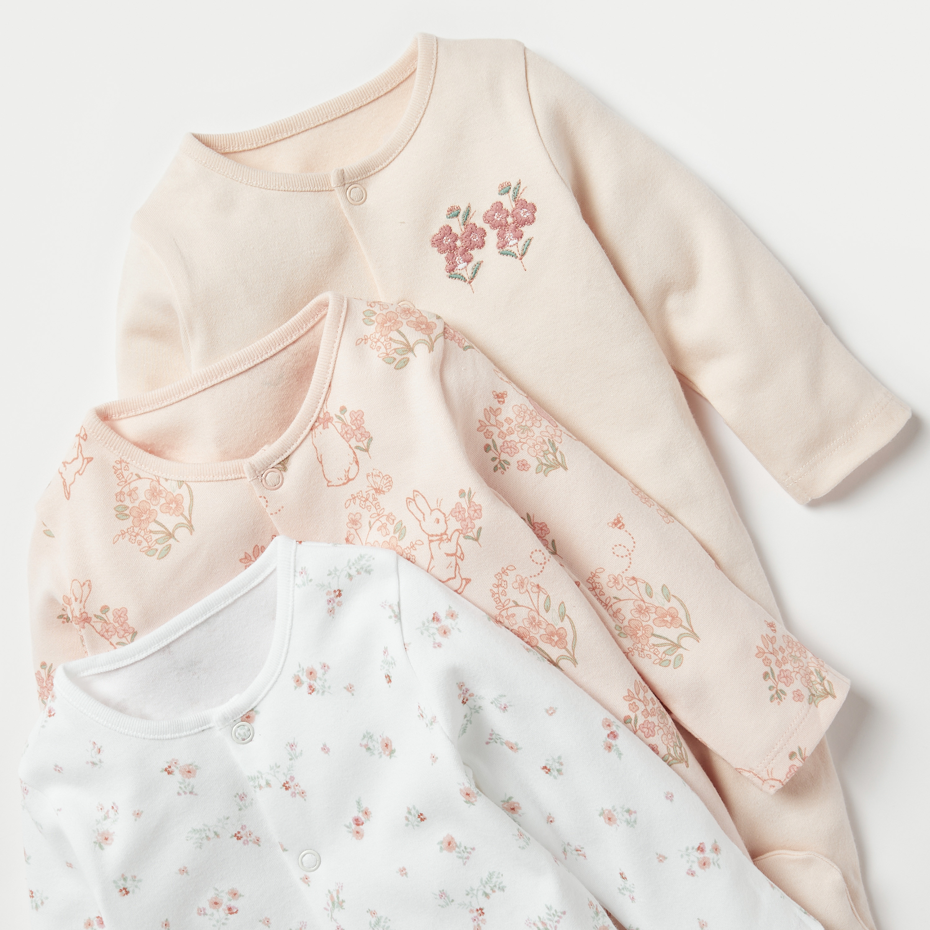Juniors Printed Closed Feet Sleepsuit - Set of 3-baby-girls-clothing-nightwear-sleepsuits-image-5