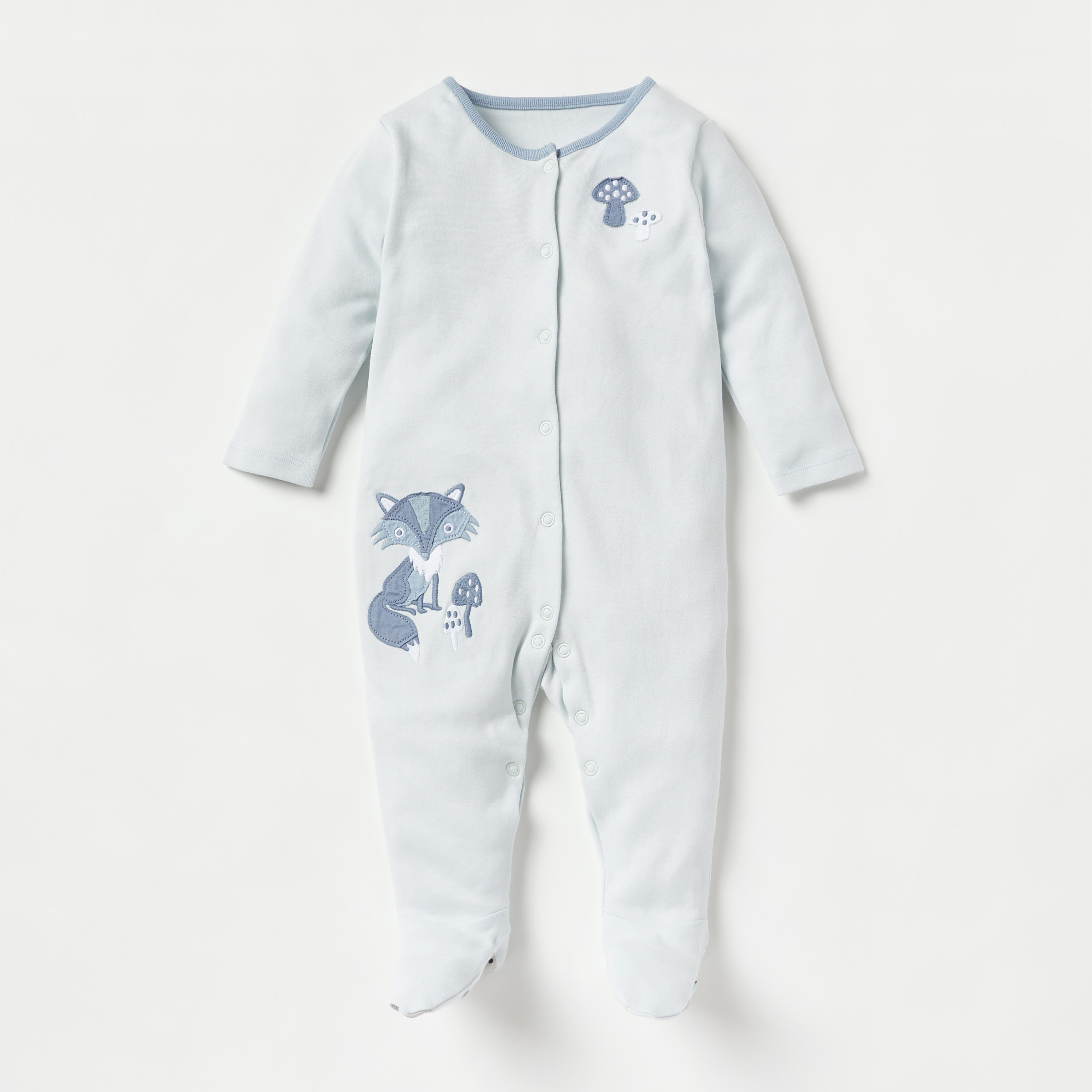 Juniors Fox Print Sleepsuit with Long Sleeves - Set of 3-baby-boys-clothing-nightwear-sleepsuits-image-4