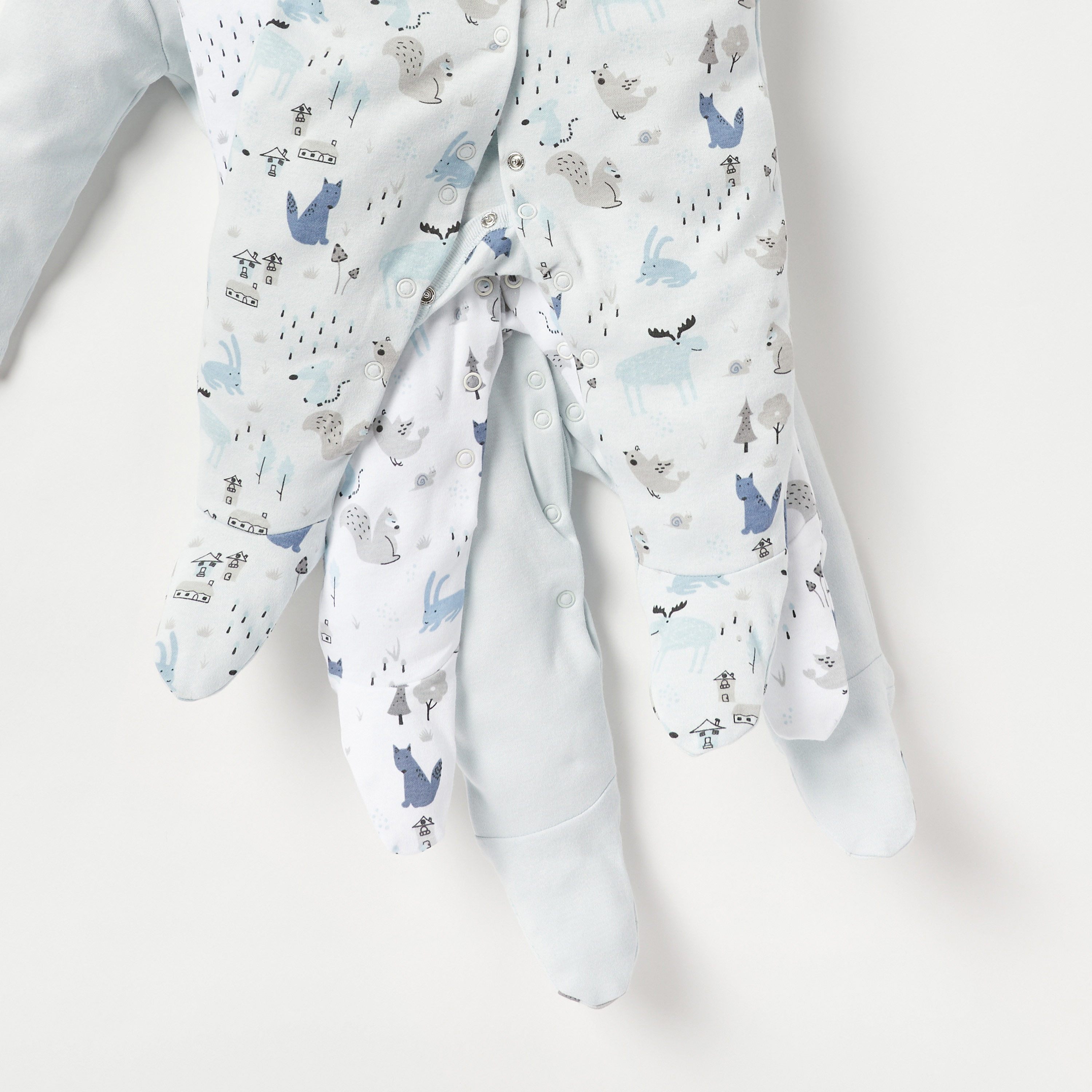 Juniors Fox Print Sleepsuit with Long Sleeves - Set of 3-baby-boys-clothing-nightwear-sleepsuits-image-6