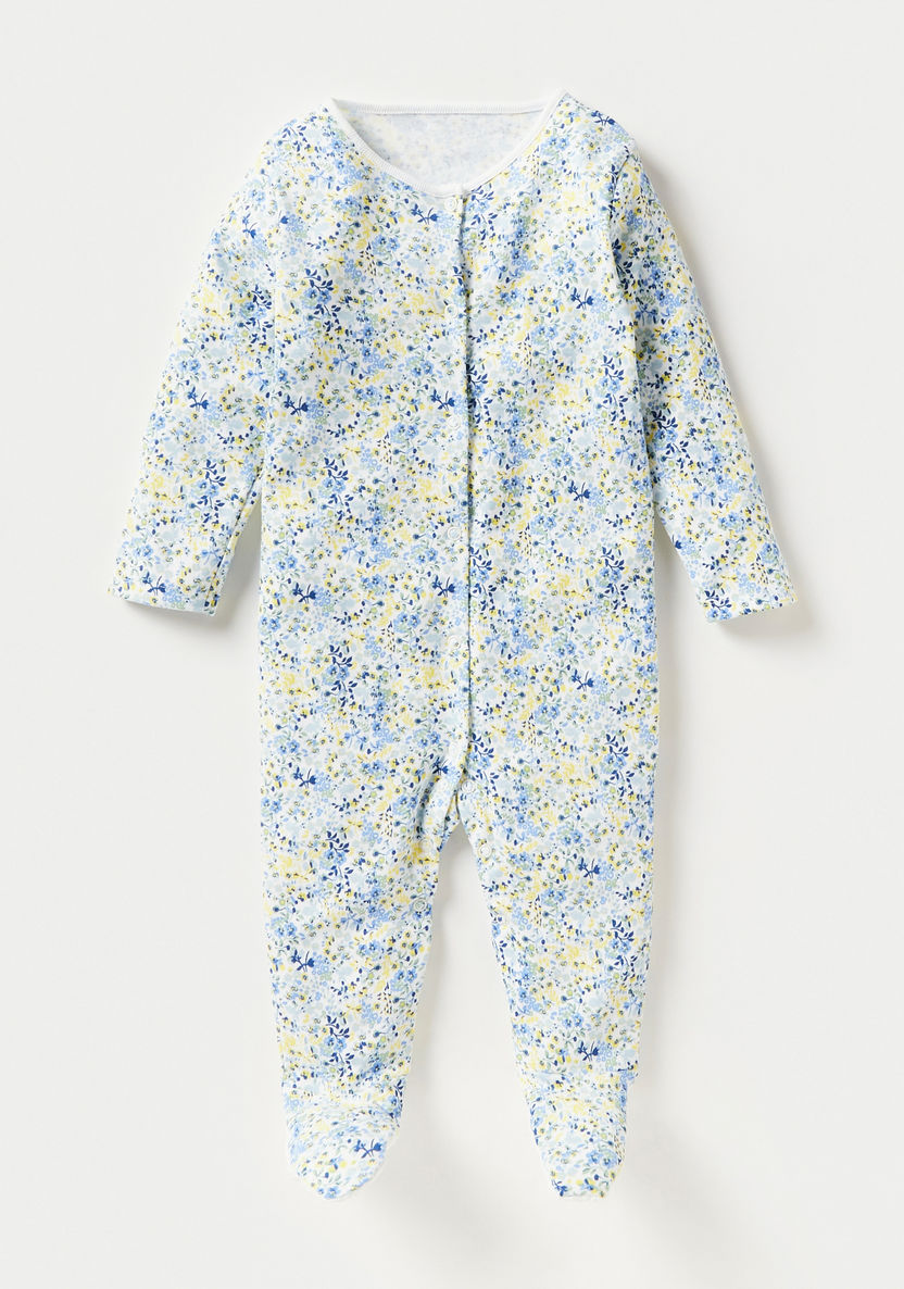 Juniors Floral Print Closed Feet Sleepsuit - Set of 3-Sleepsuits-image-3
