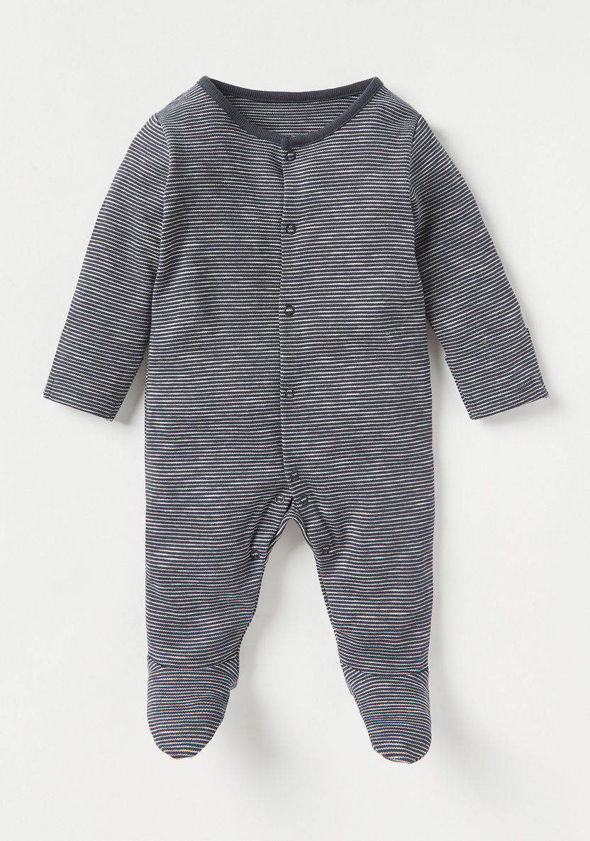 Juniors Printed Sleepsuit with Long Sleeves and Snap Button Closure - Set of 3-Sleepsuits-image-2
