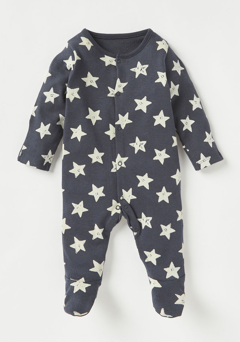 Juniors Printed Sleepsuit with Long Sleeves and Snap Button Closure - Set of 3-Sleepsuits-image-3