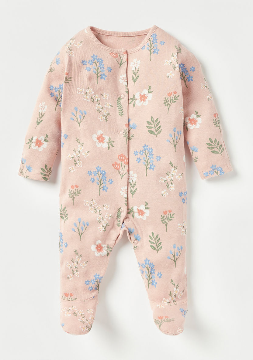 Juniors Floral Print Sleepsuit - Set of 3-Sleepsuits-image-3