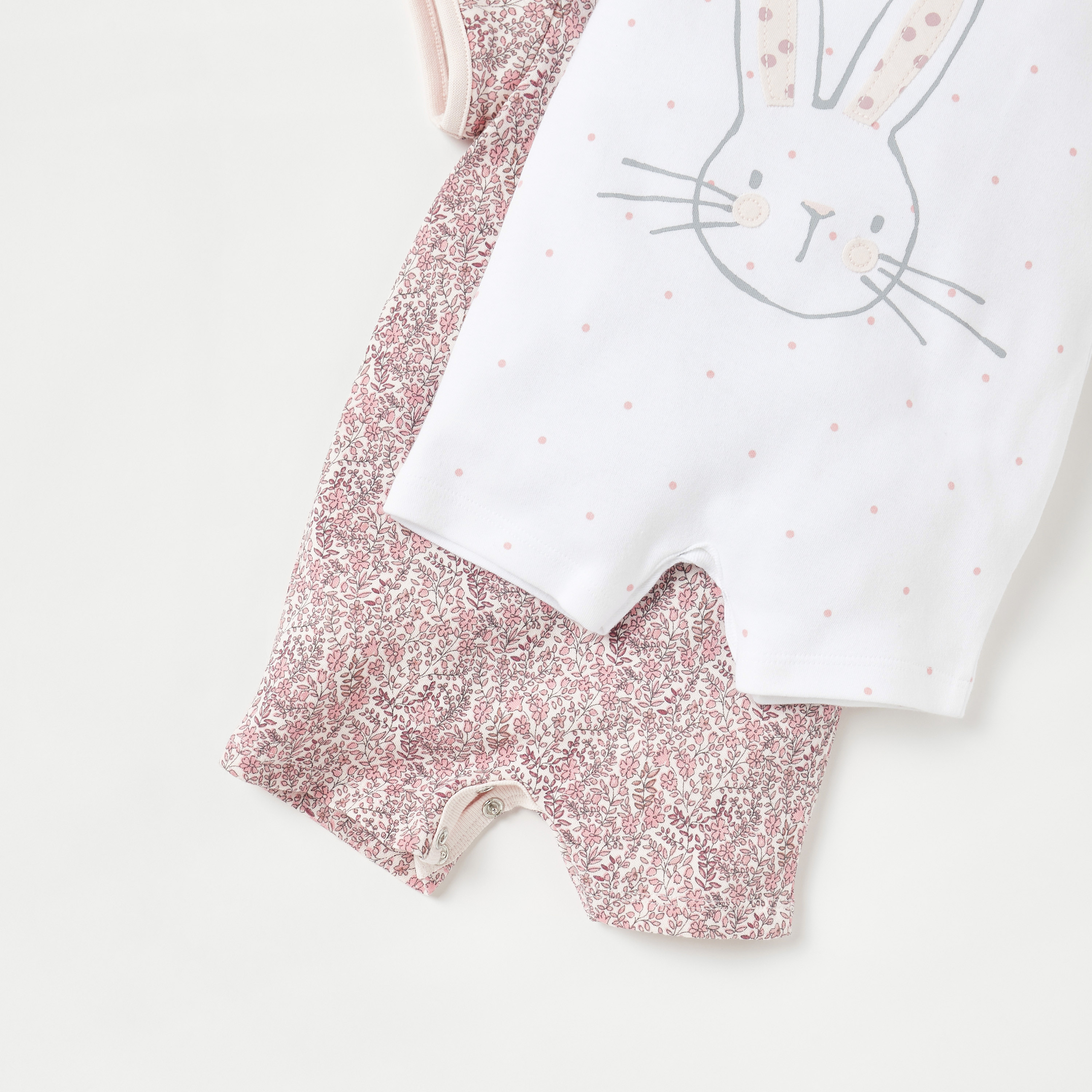 Juniors Printed Romper with Short Sleeves - Set of 2-baby-girls-clothing-rompers-image-4