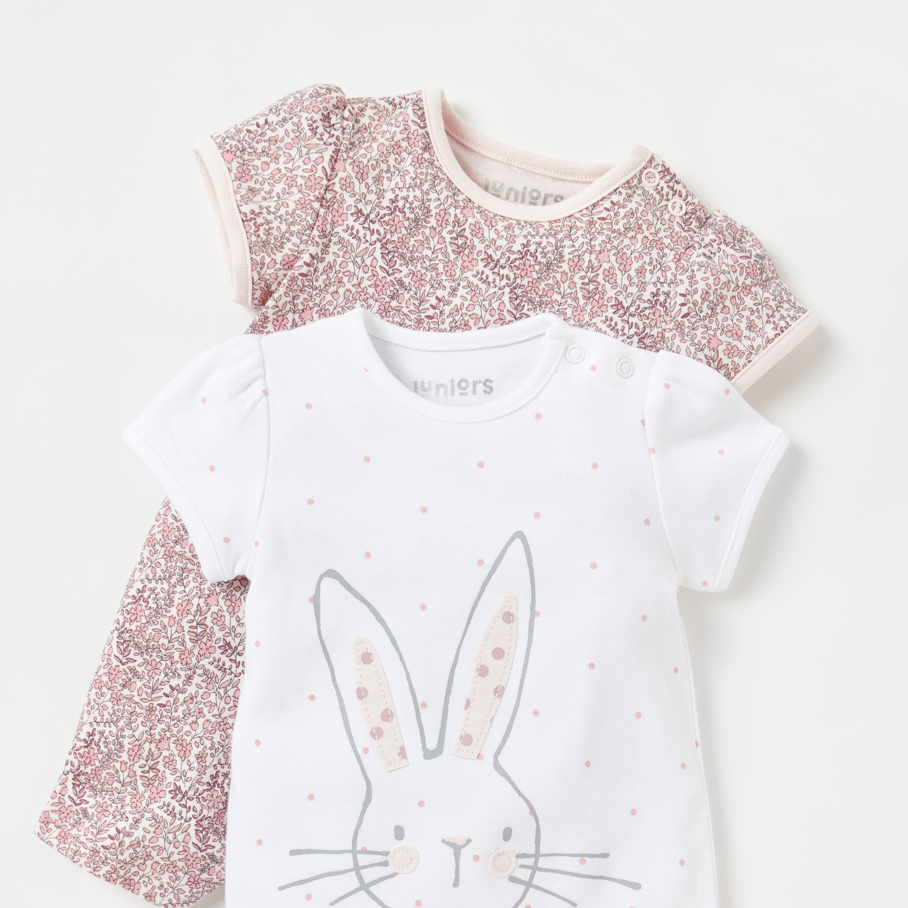 Juniors Printed Romper with Short Sleeves - Set of 2-baby-girls-clothing-rompers-image-5