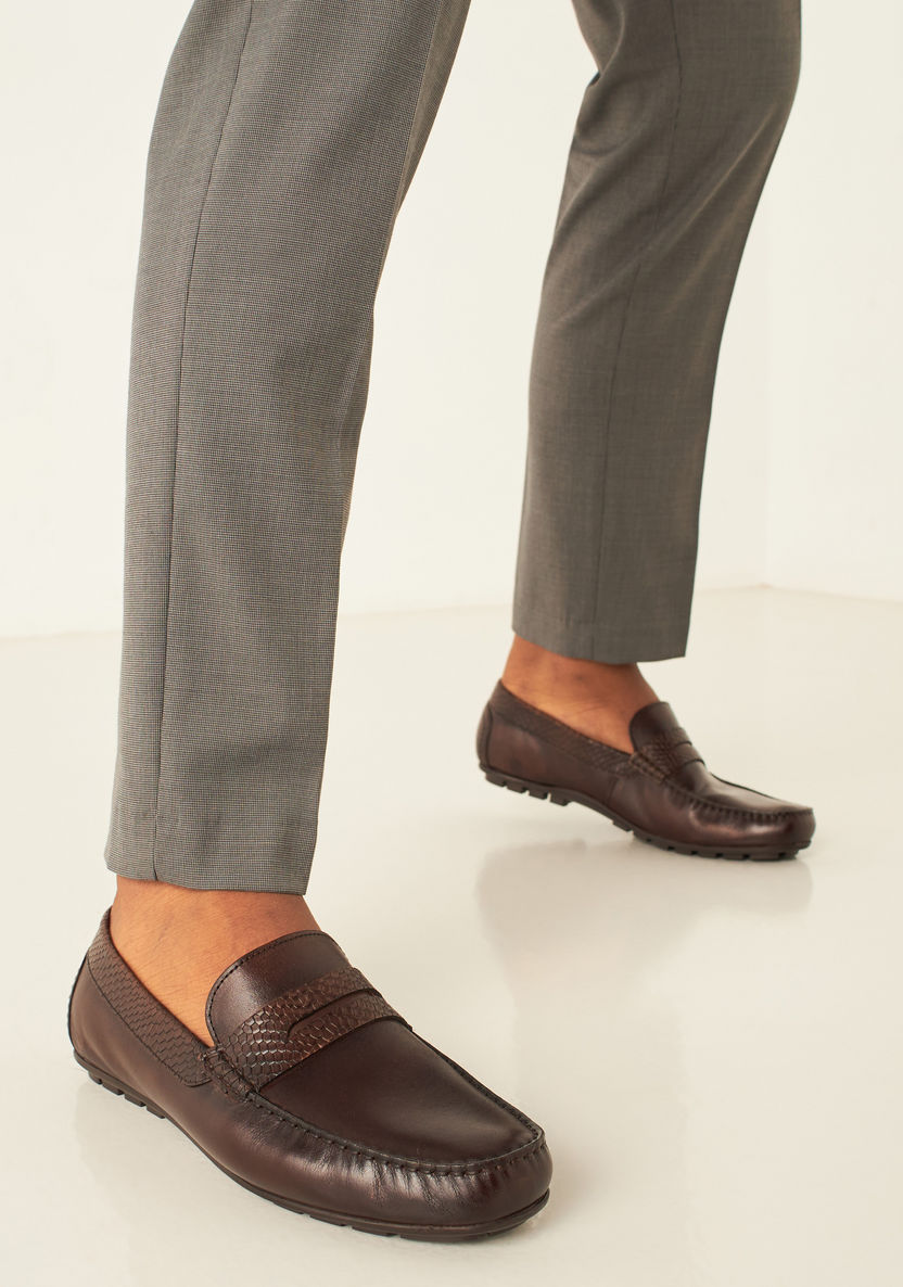 Duchini Men's Textured Slip-On Moccasins-Men%27s Casual Shoes-image-0