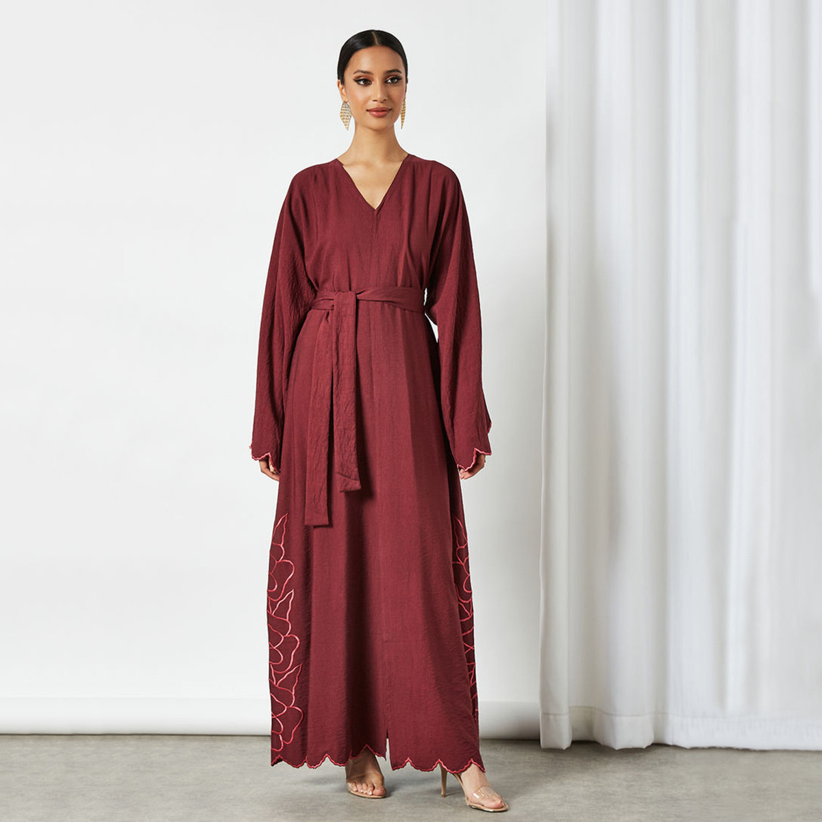 Nukhbaa Embroidered Abaya and Hijab Set-women-arabicclothing-abayas-image-1