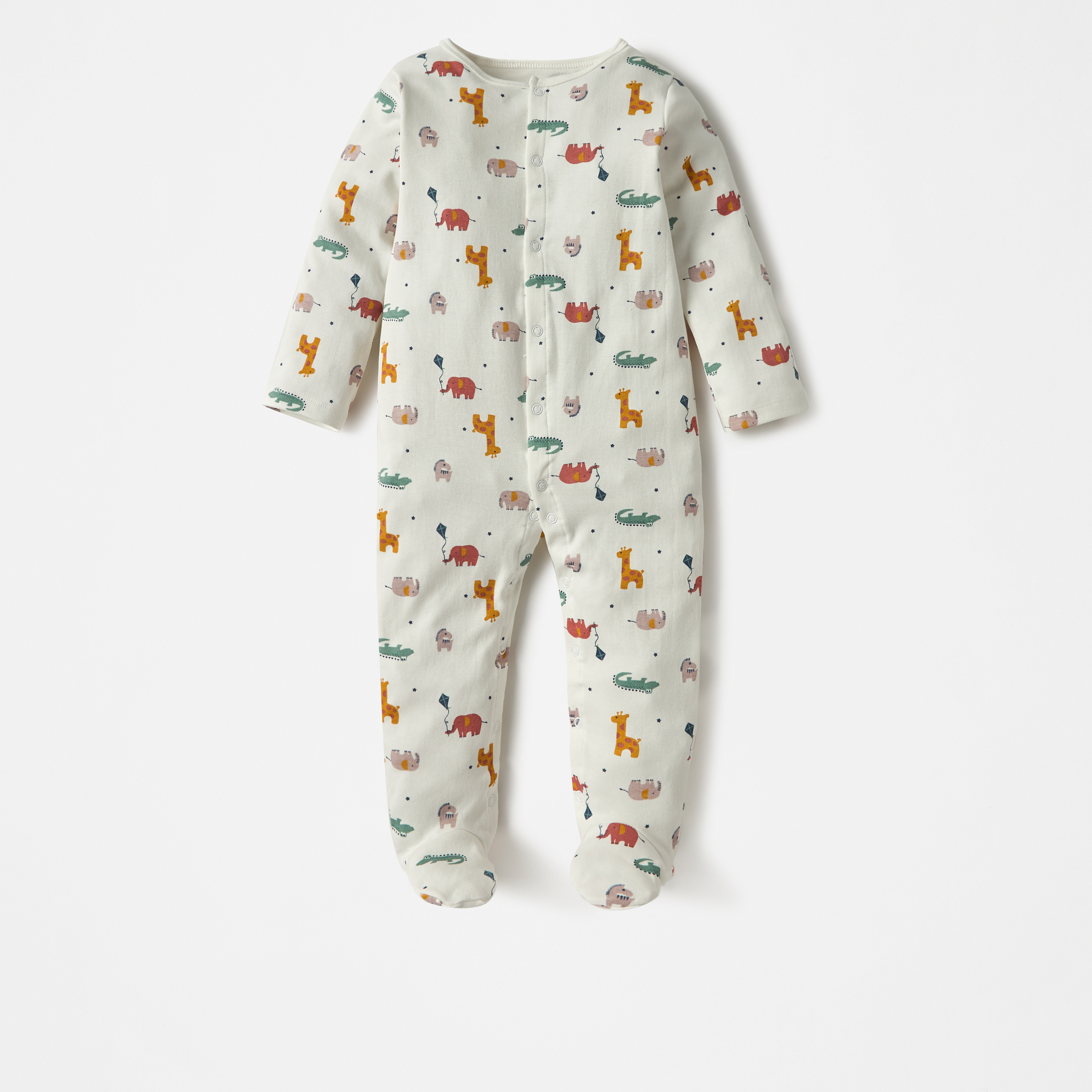 Juniors All-Over Animal Print Closed Feet Sleepsuit with Long Sleeves-baby-boys-clothing-nightwear-sleepsuits-image-1