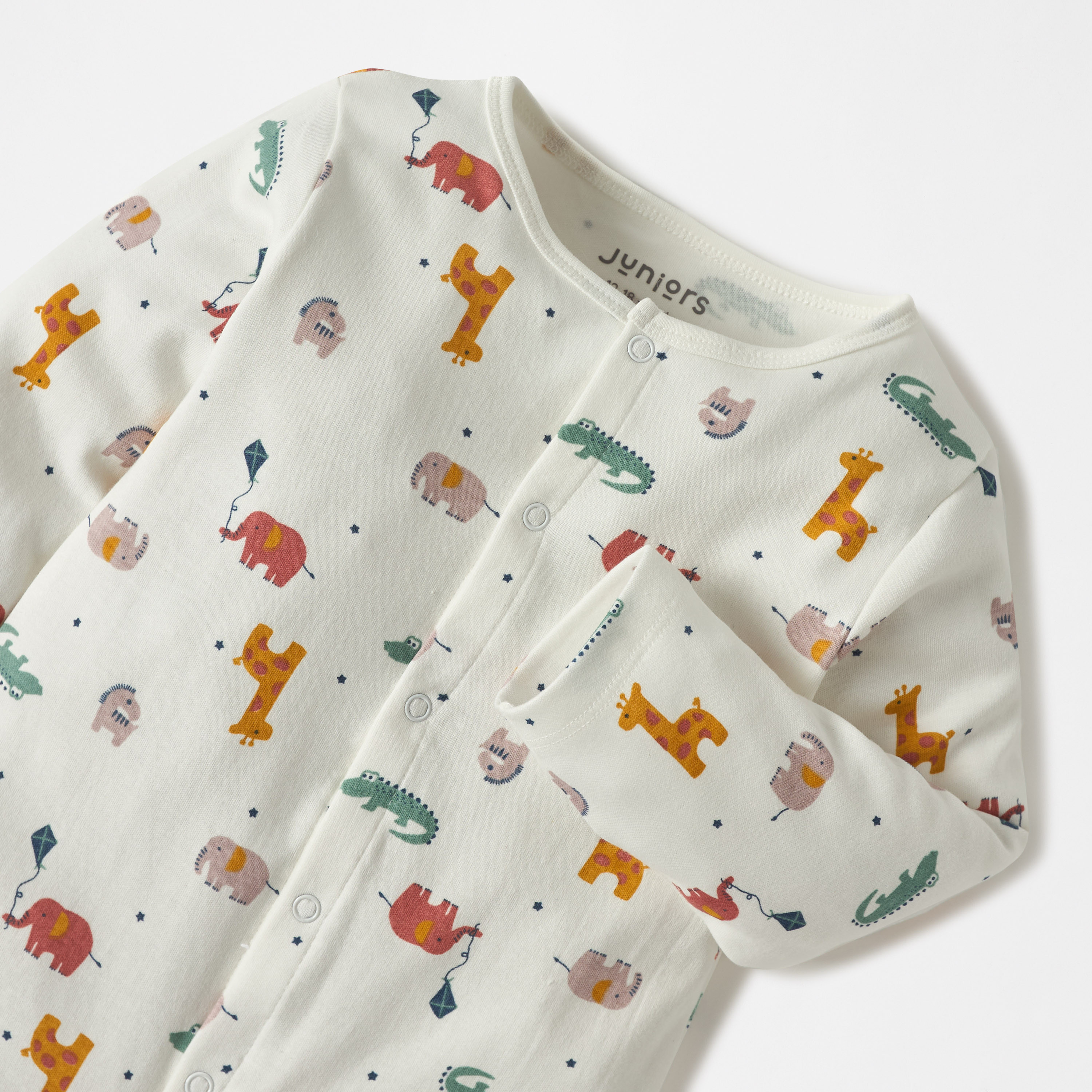 Juniors All-Over Animal Print Closed Feet Sleepsuit with Long Sleeves-baby-boys-clothing-nightwear-sleepsuits-image-3