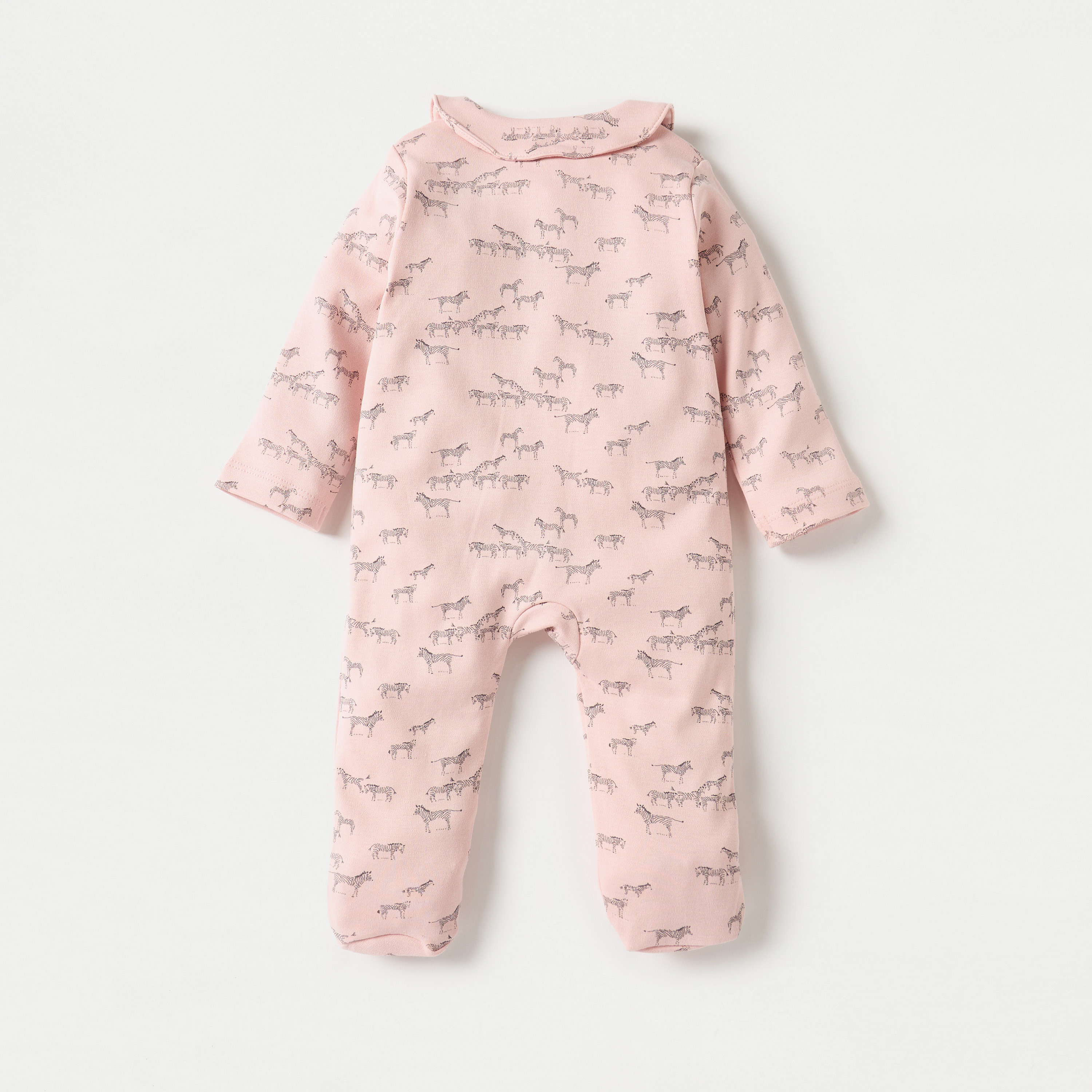 بدلة نوم مغلقة القدمين بأكمام طويلة وياقة بطبعات من جونيورز-baby-girls-clothing-nightwear-sleepsuits-image-2