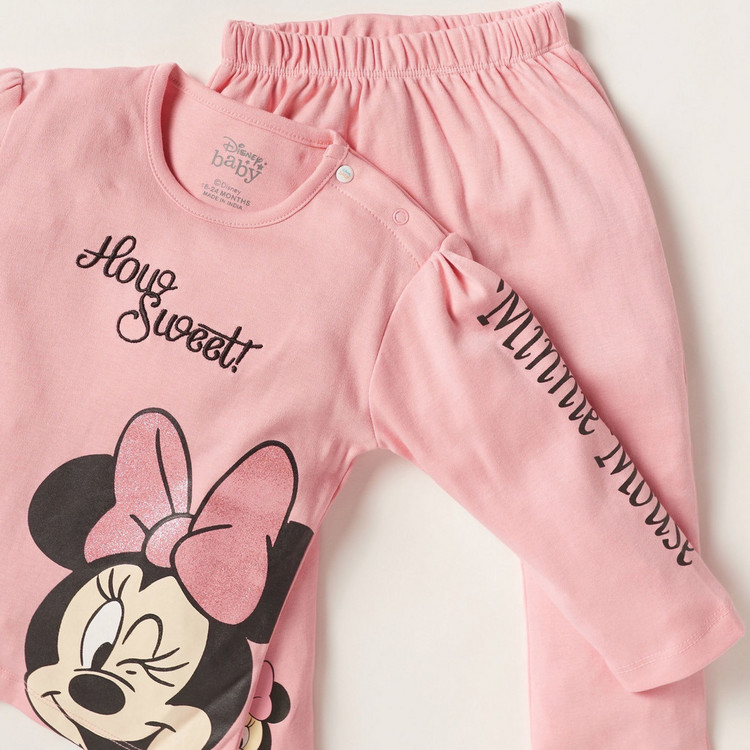 Disney Minnie Mouse Print 4-Piece T-shirt and Pyjama Set