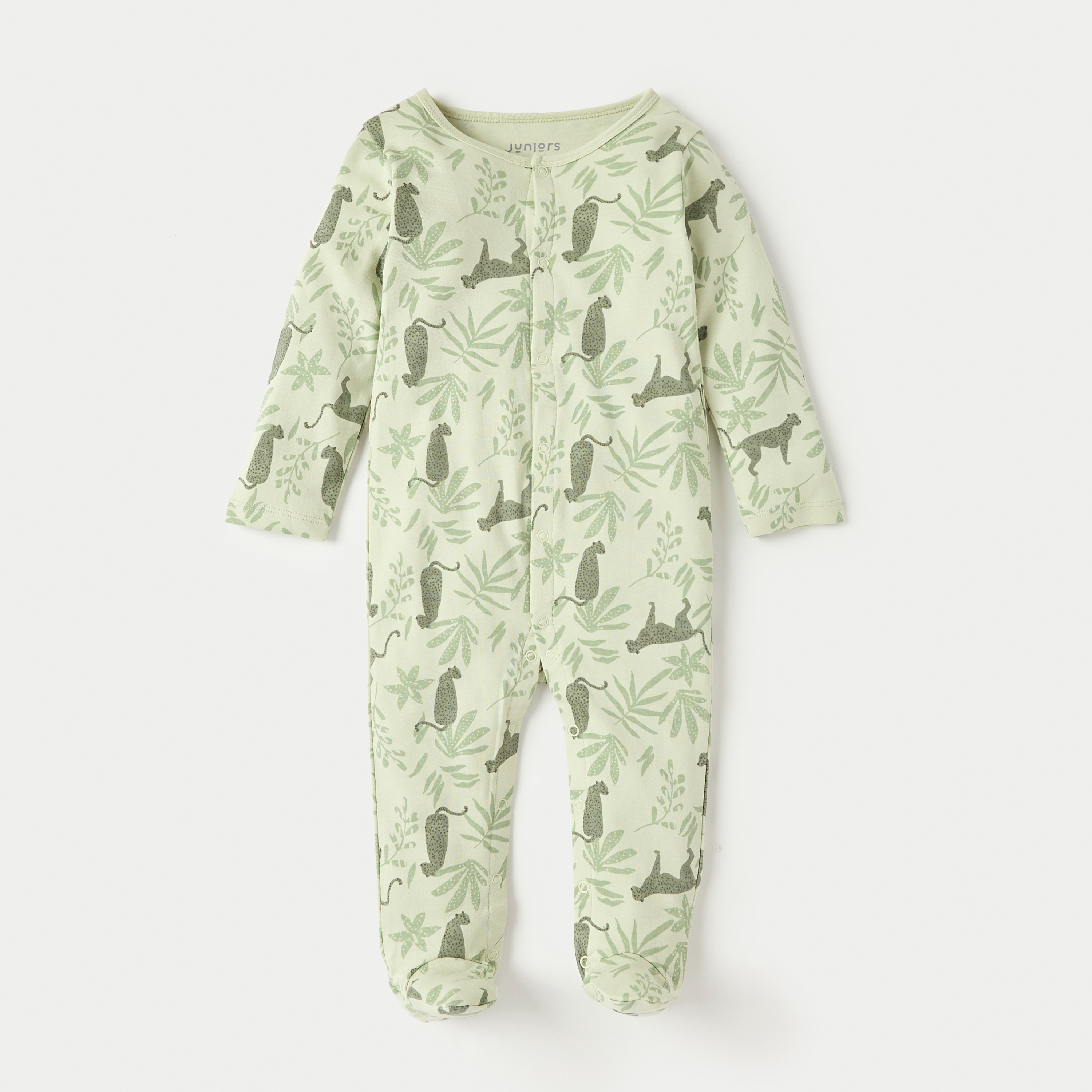 Juniors Animal Print Closed Feet Sleepsuit with Button Closure-baby-boys-clothing-nightwear-sleepsuits-image-1