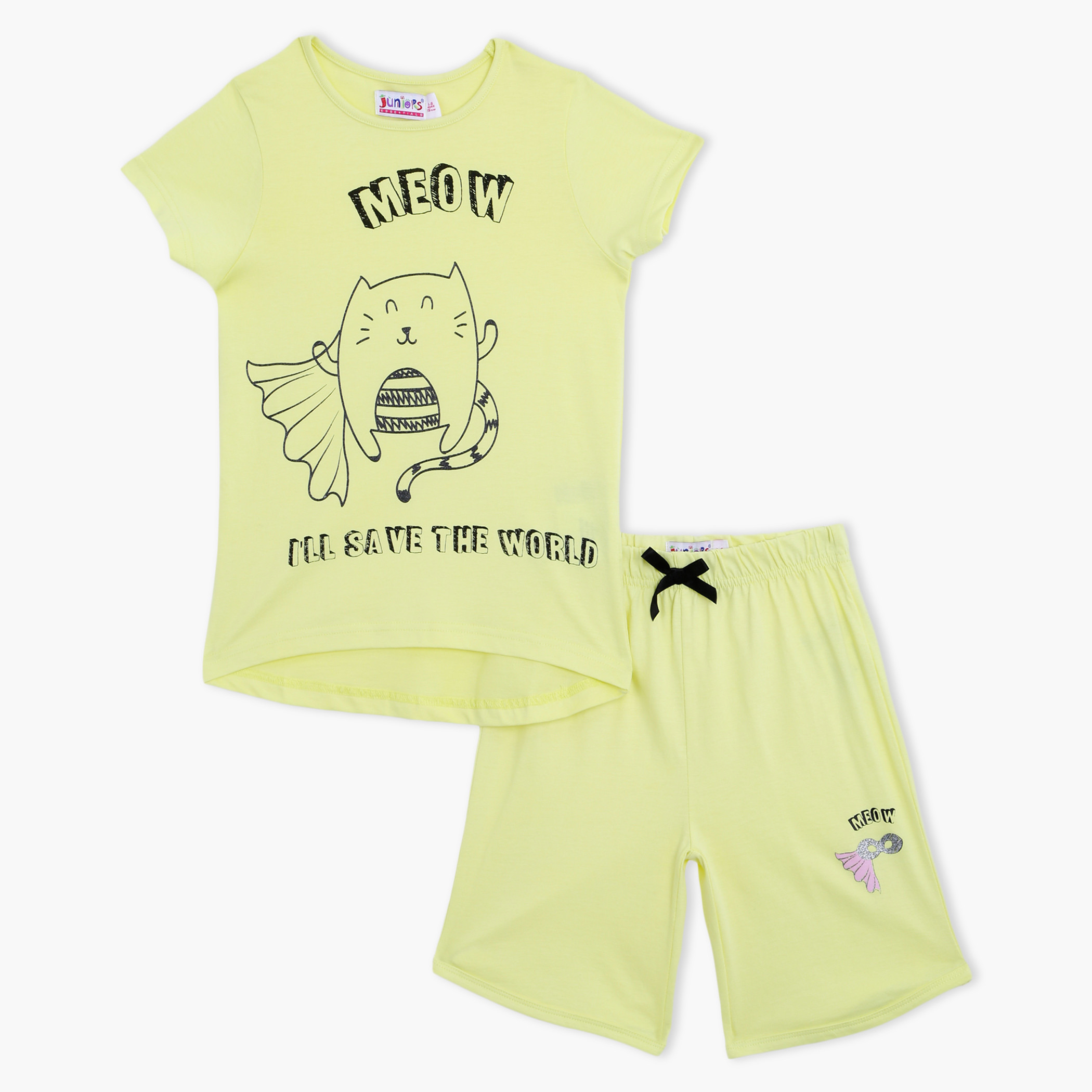 Juniors Printed T-Shirt and Bermuda Shorts - Set of 2-girls-clothing-setsandcoords-image-1