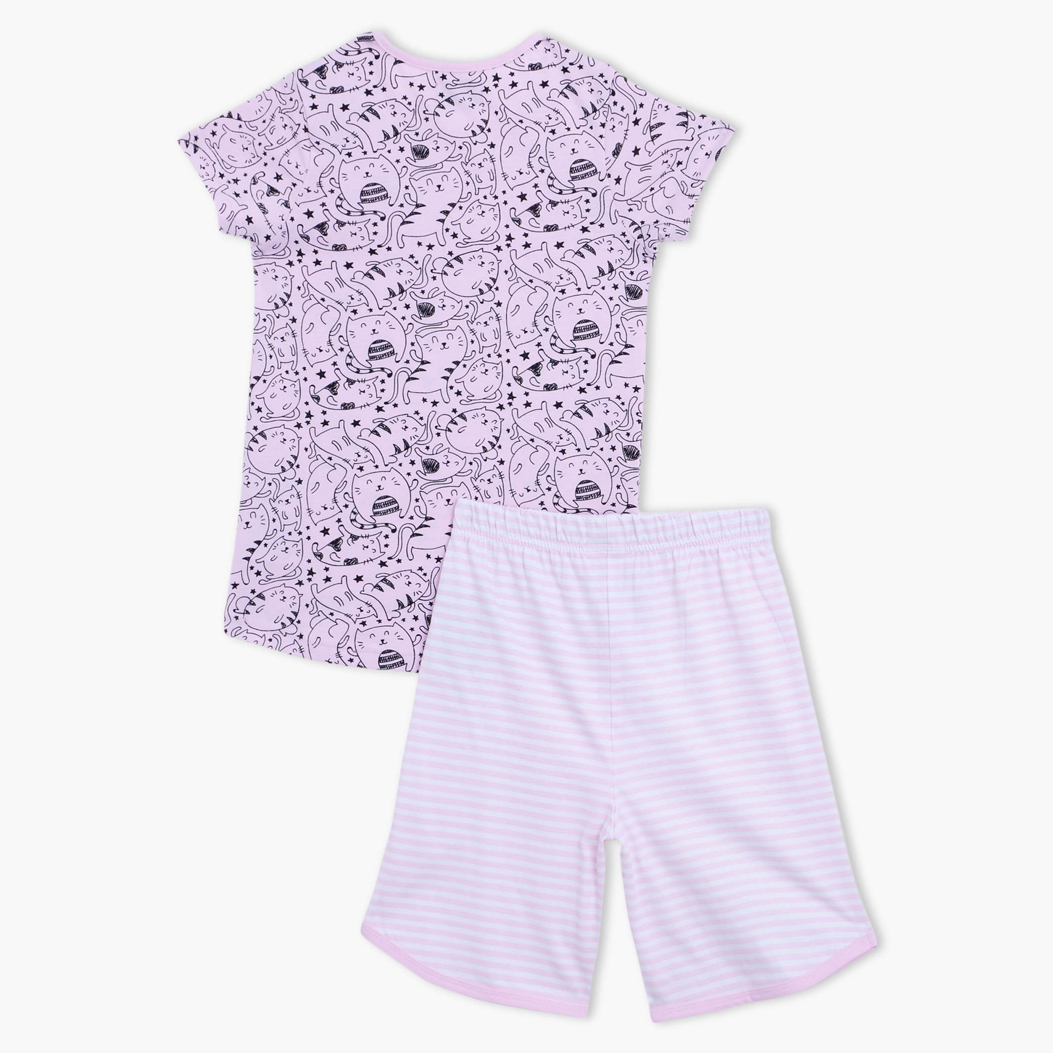 Juniors Printed T-Shirt and Bermuda Shorts - Set of 2-girls-clothing-setsandcoords-image-4