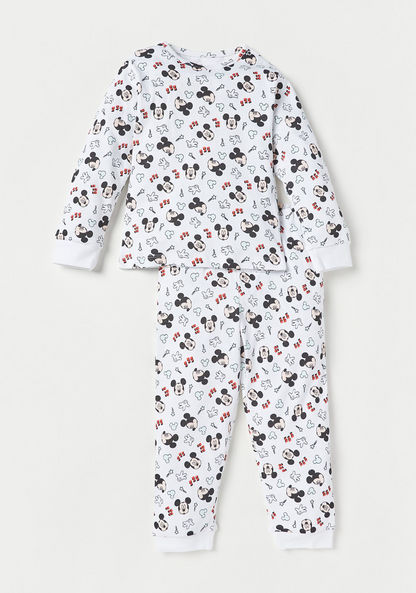 Disney Mickey Mouse Print T-shirt and Elasticated Pyjamas - Set of 2-Pyjama Sets-image-1