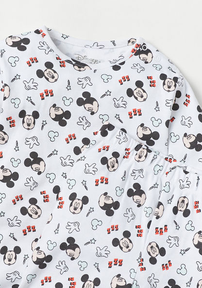 Disney Mickey Mouse Print T-shirt and Elasticated Pyjamas - Set of 2-Pyjama Sets-image-3