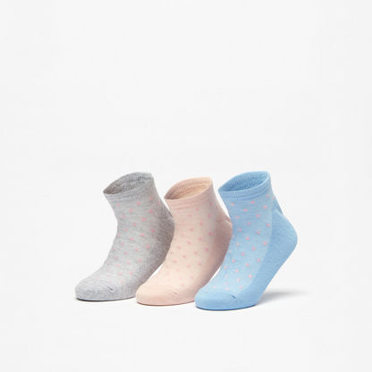 Dot Textured Ankle Length Socks - Set of 3-Women%27s Socks-image-0