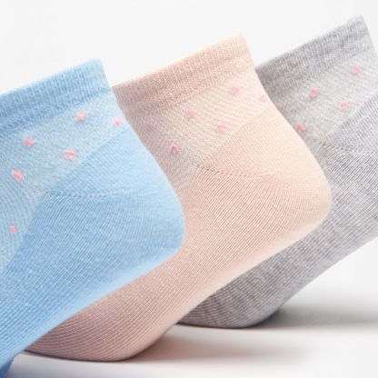 Dot Textured Ankle Length Socks - Set of 3-Women%27s Socks-image-1