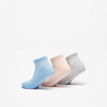Dot Textured Ankle Length Socks - Set of 3-Women%27s Socks-image-2