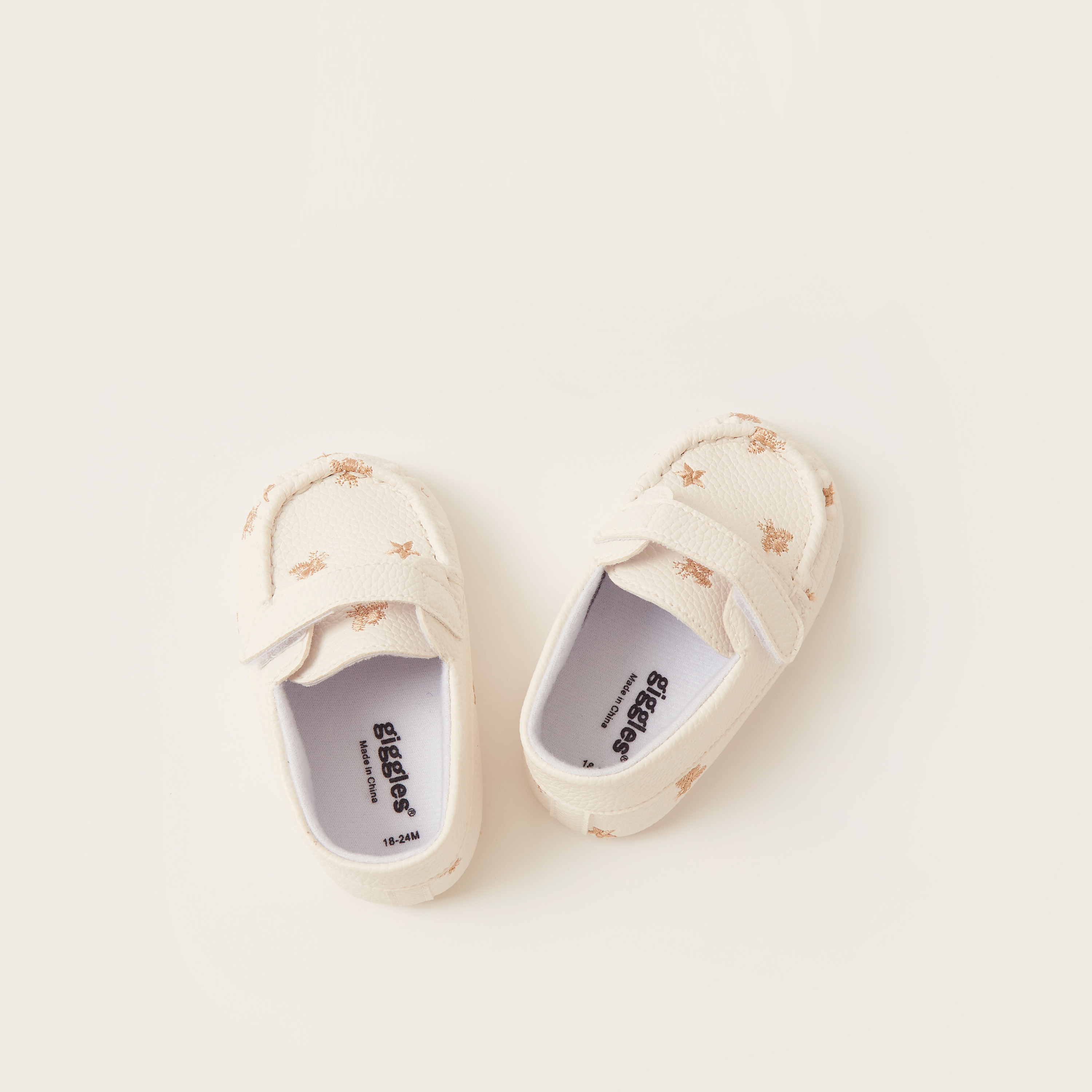 Giggles Embroidered Booties with Hook and Loop Closure-baby-girls-shoes-booties-image-1