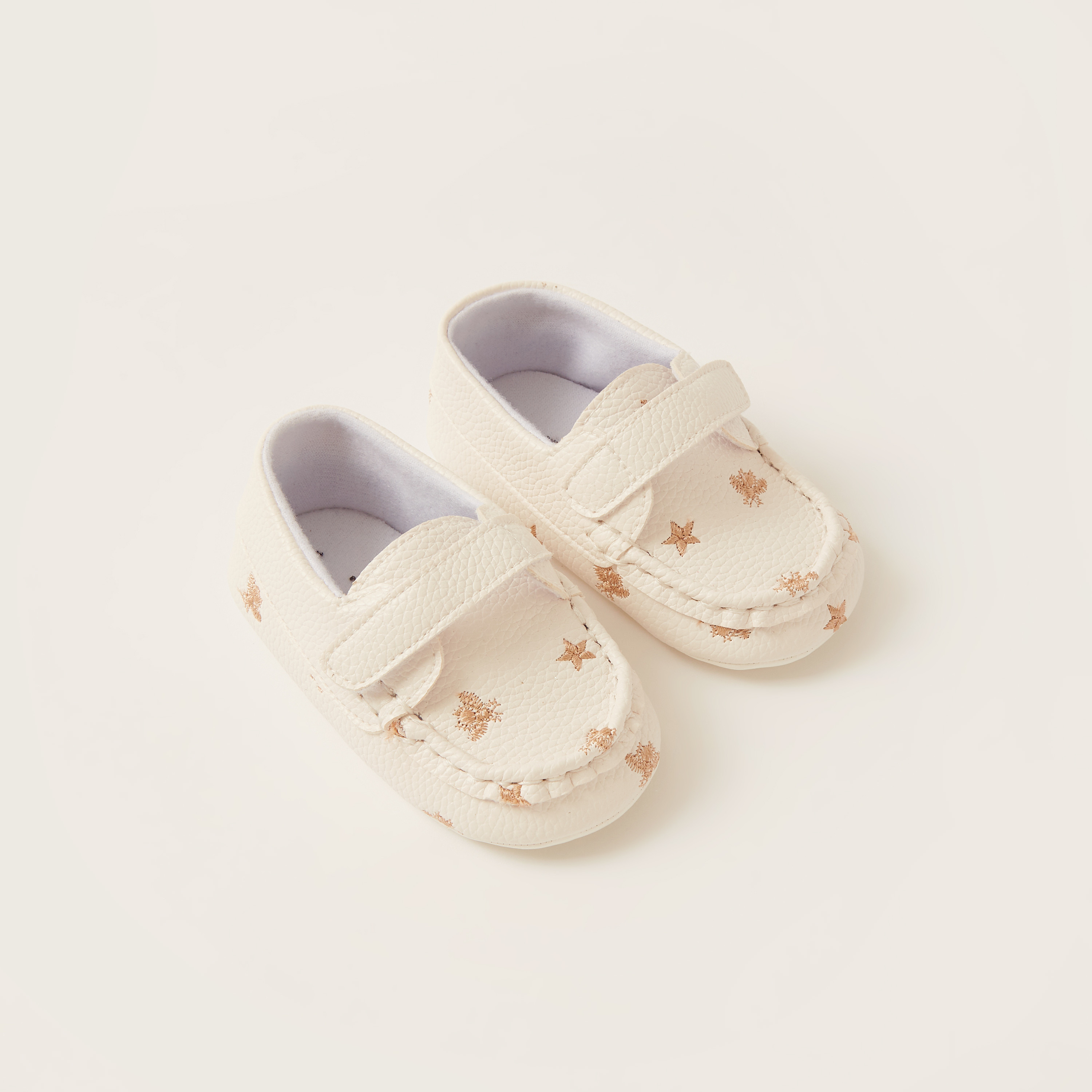 Giggles Embroidered Booties with Hook and Loop Closure-baby-girls-shoes-booties-image-2