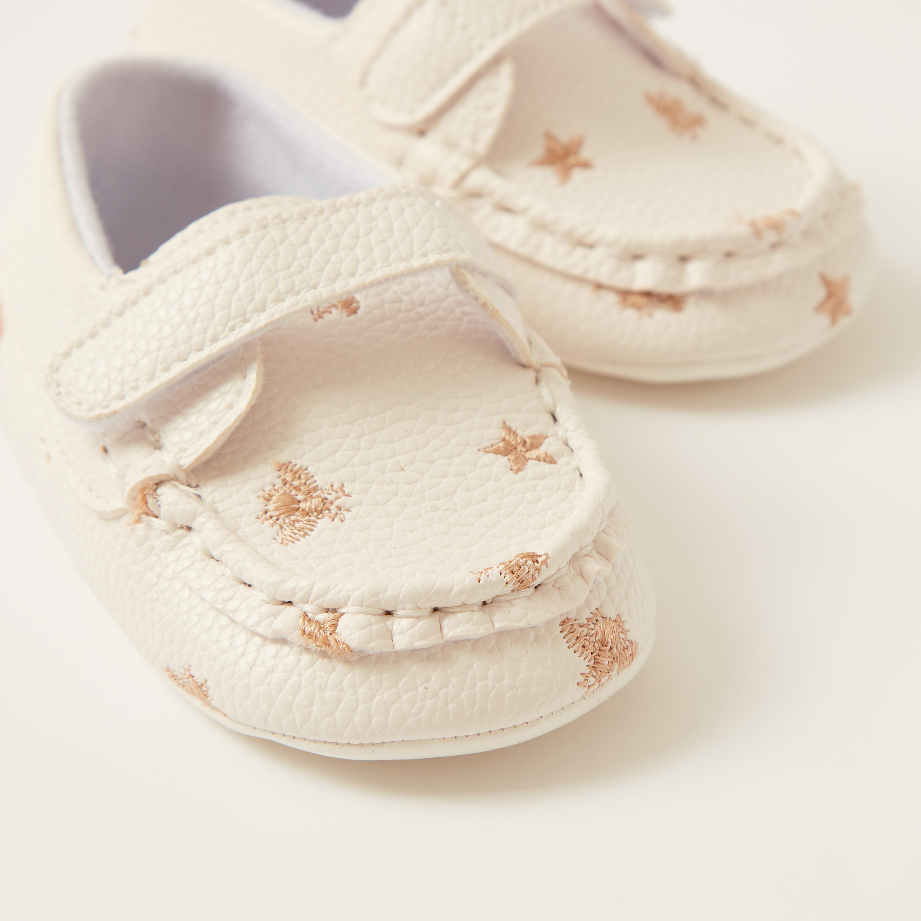 Giggles Embroidered Booties with Hook and Loop Closure-baby-girls-shoes-booties-image-3