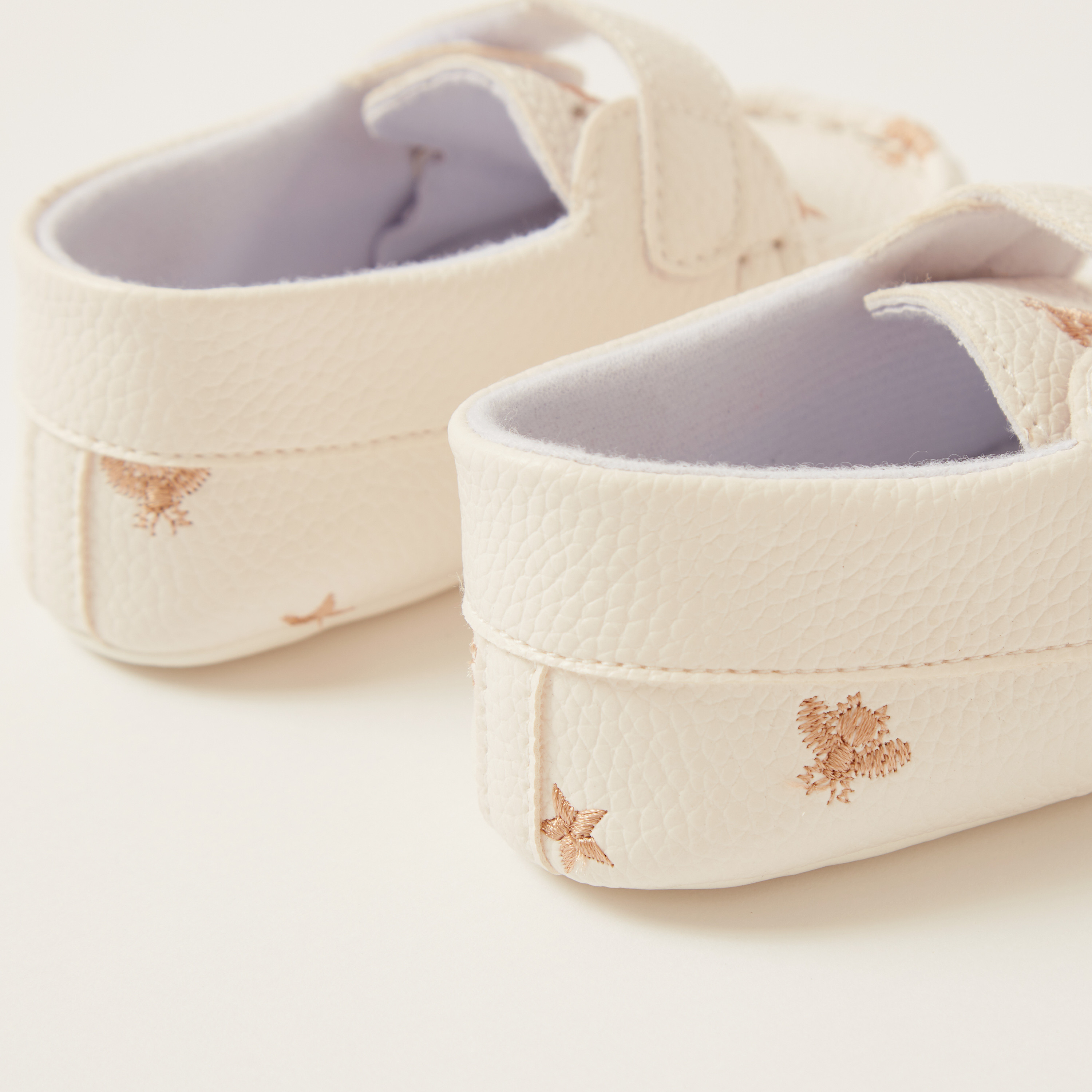 Giggles Embroidered Booties with Hook and Loop Closure-baby-girls-shoes-booties-image-4