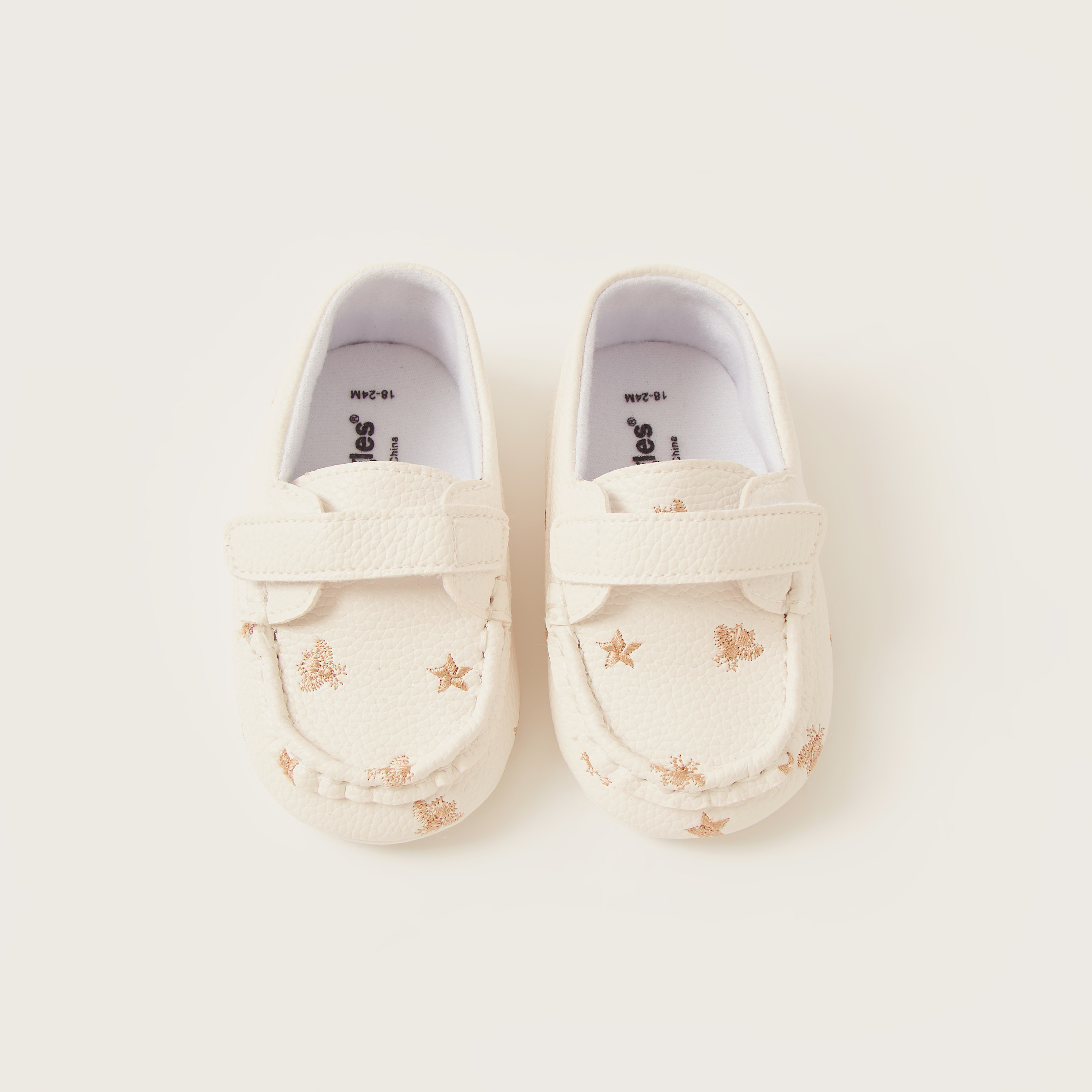 Giggles Embroidered Booties with Hook and Loop Closure-baby-girls-shoes-booties-image-5