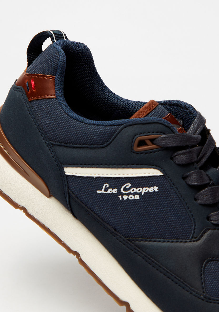 Lee Cooper Men's Textured Sneakers with Lace-Up Closure-Men%27s Sneakers-image-3