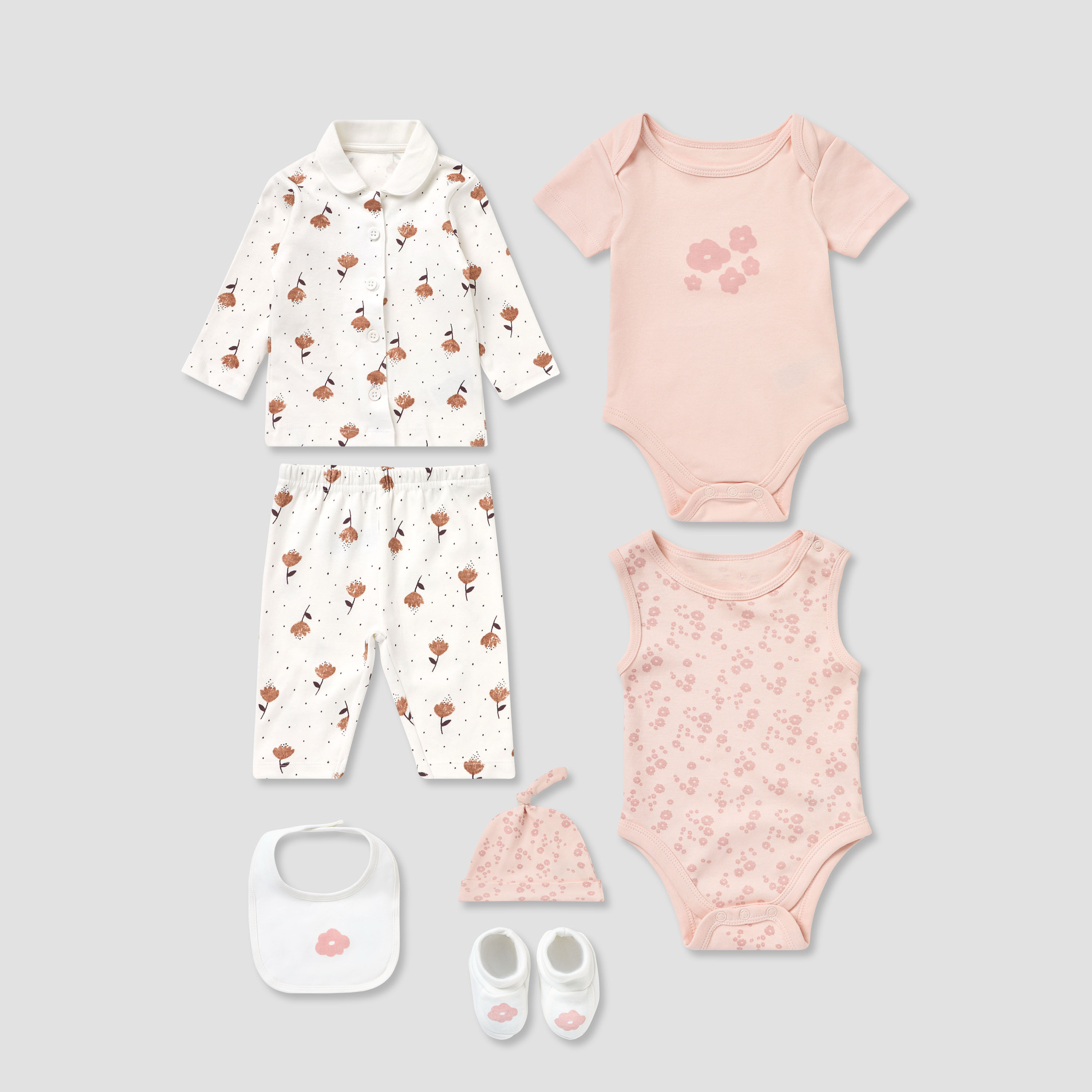 Set of 8 Juniors Clothing Gift Set with Floral Print-baby-girls-clothing-setsandcoords-image-2