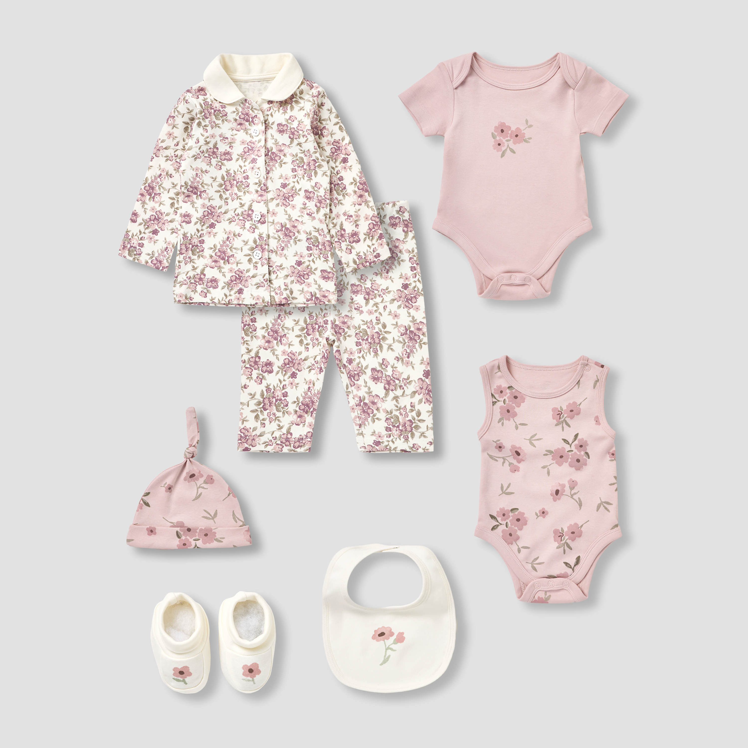 Set of 8 Juniors Clothing Gift Set with Floral Print-baby-girls-clothing-setsandcoords-image-2