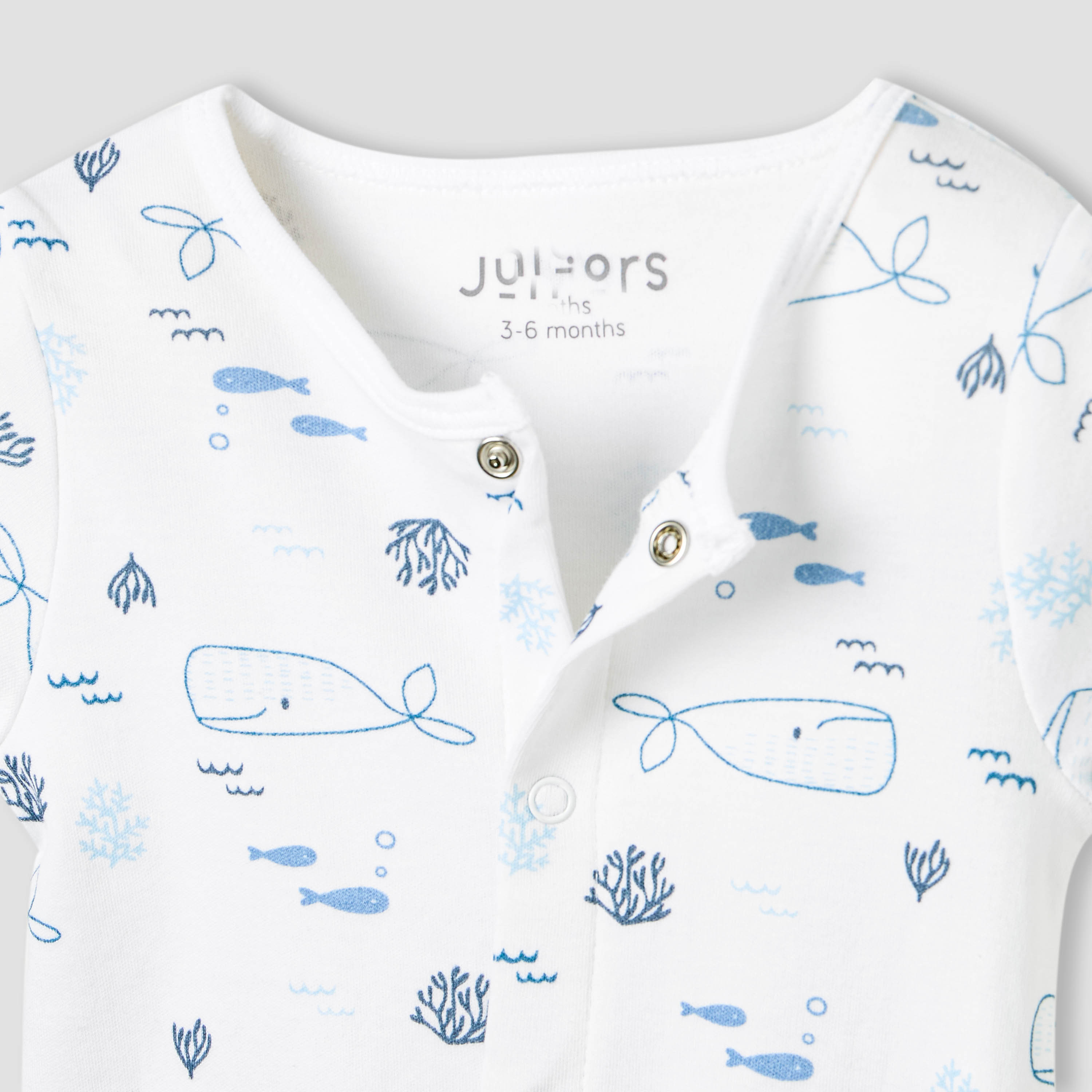 Juniors Round Neck Romper with Whale Print - Cotton - Short Sleeves-baby-boys-clothing-rompers-image-3