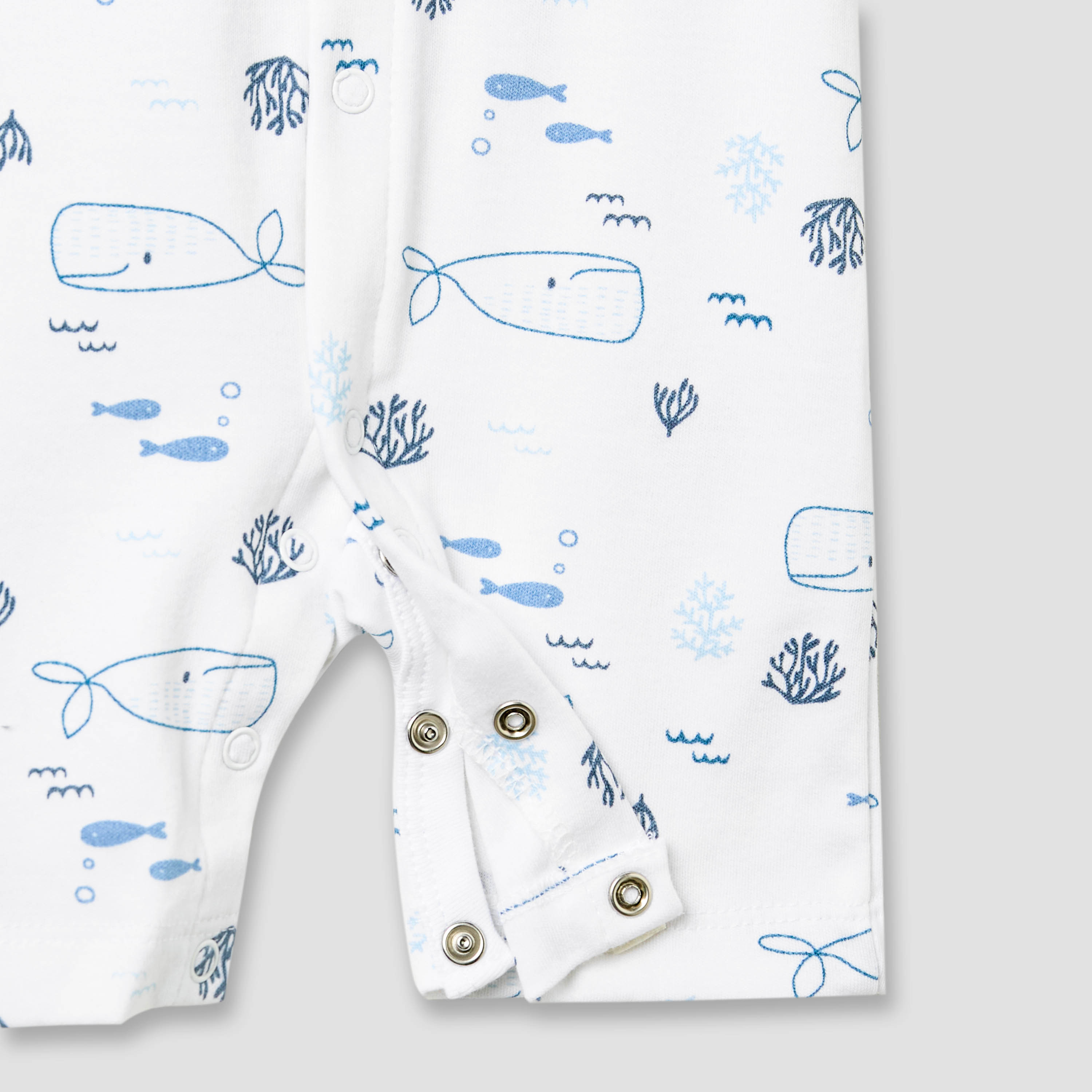 Juniors Round Neck Romper with Whale Print - Cotton - Short Sleeves-baby-boys-clothing-rompers-image-4