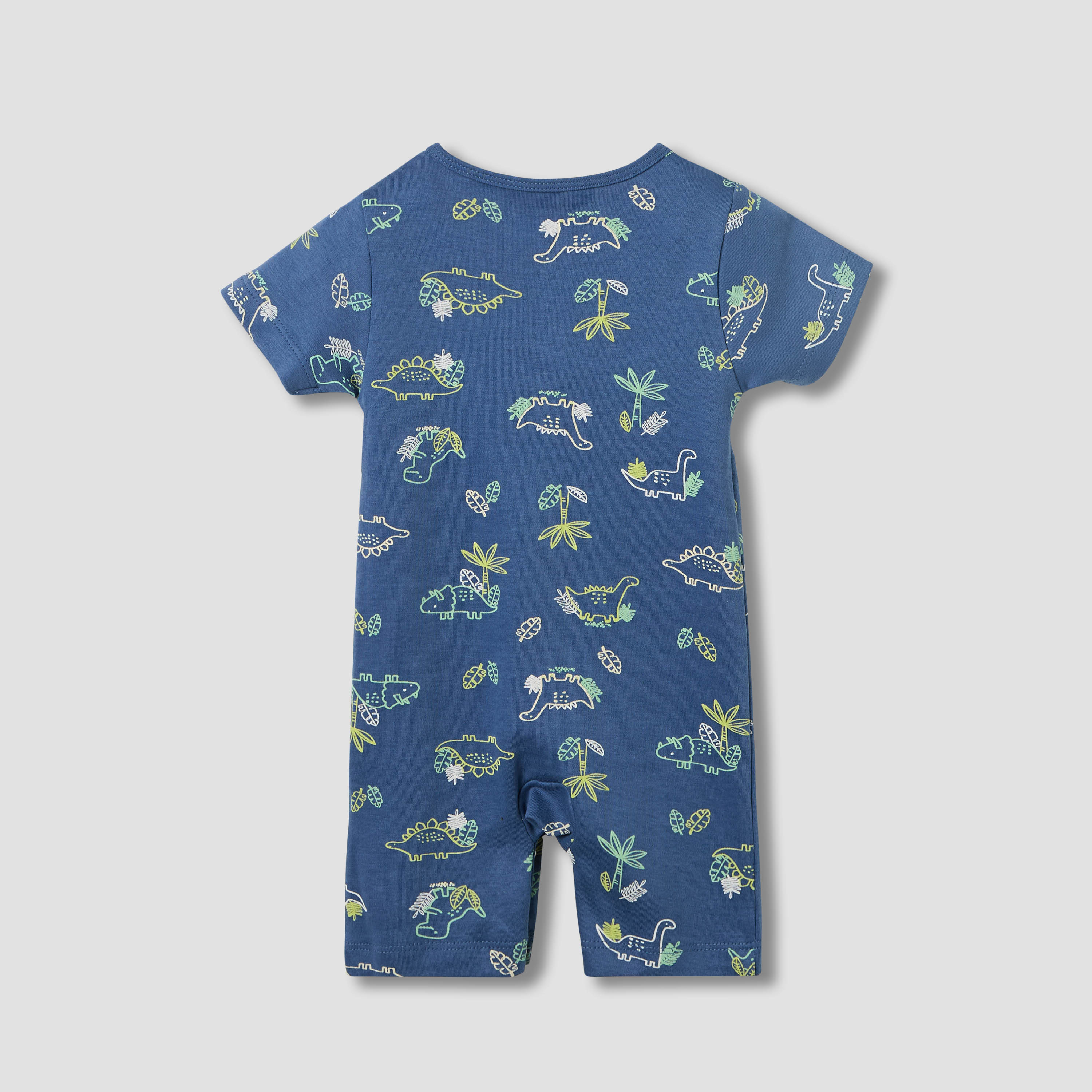 أفرول قطن بياقة مستديرة وأكمام قصيرة وطبعات ديناصور من جونيورز-baby-boys-clothing-rompers-image-3
