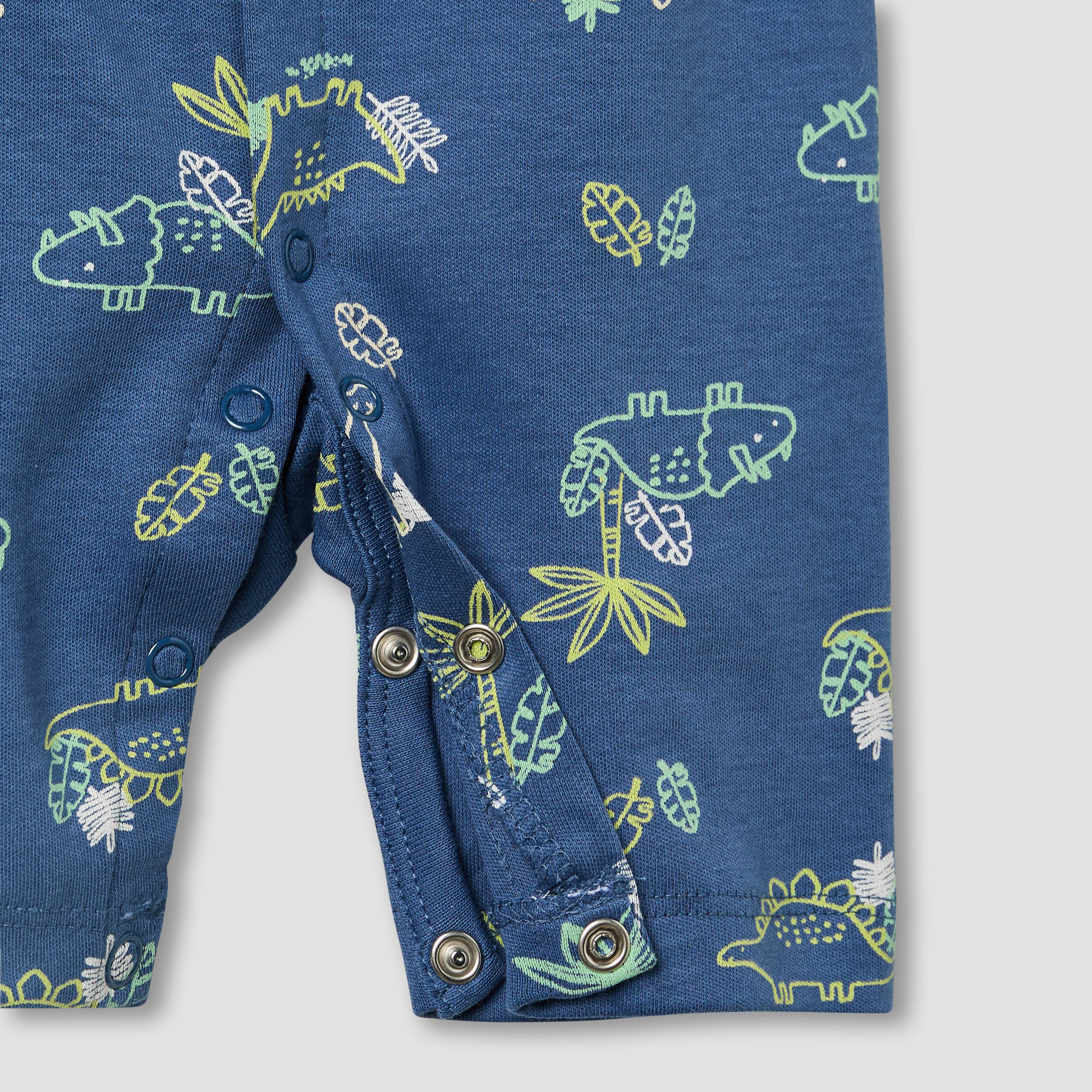 أفرول قطن بياقة مستديرة وأكمام قصيرة وطبعات ديناصور من جونيورز-baby-boys-clothing-rompers-image-1