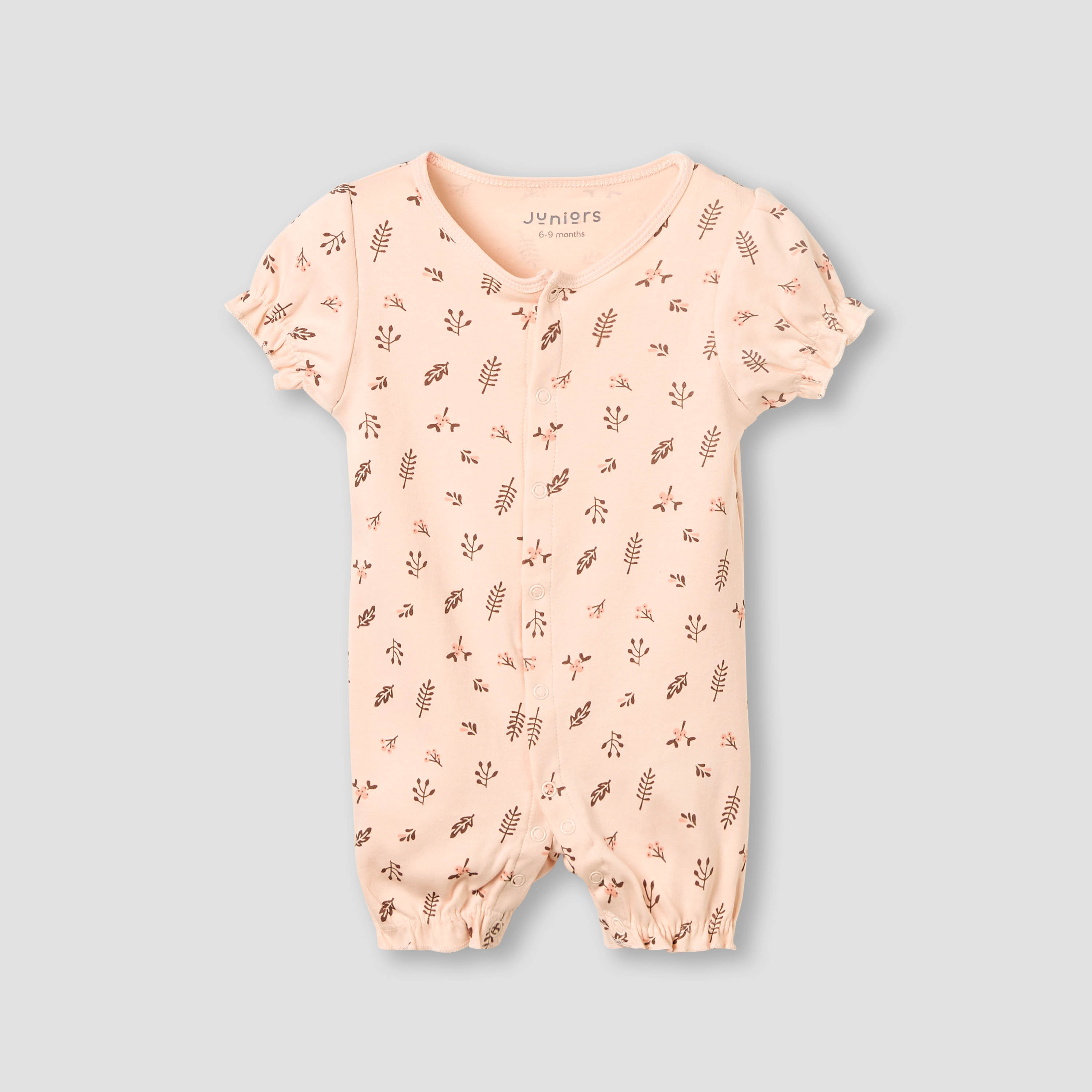 أفرول قطن بياقة مستديرة وأكمام قصيرة وطبعات زهرية من جونيورز-baby-girls-clothing-rompers-image-2