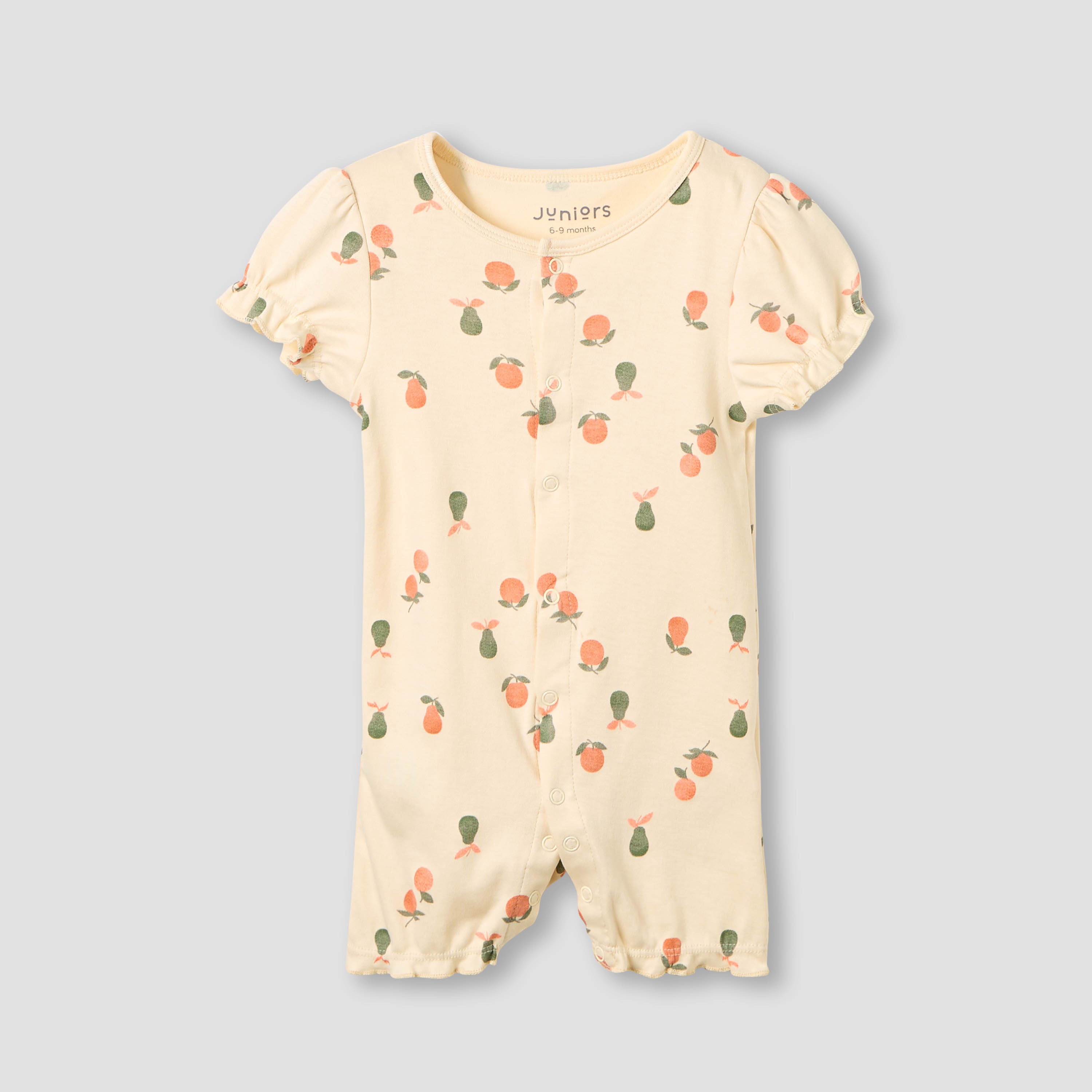 Juniors Round Neck Romper with Fruit Print - Cotton - Short Sleeves-baby-girls-clothing-rompers-image-2