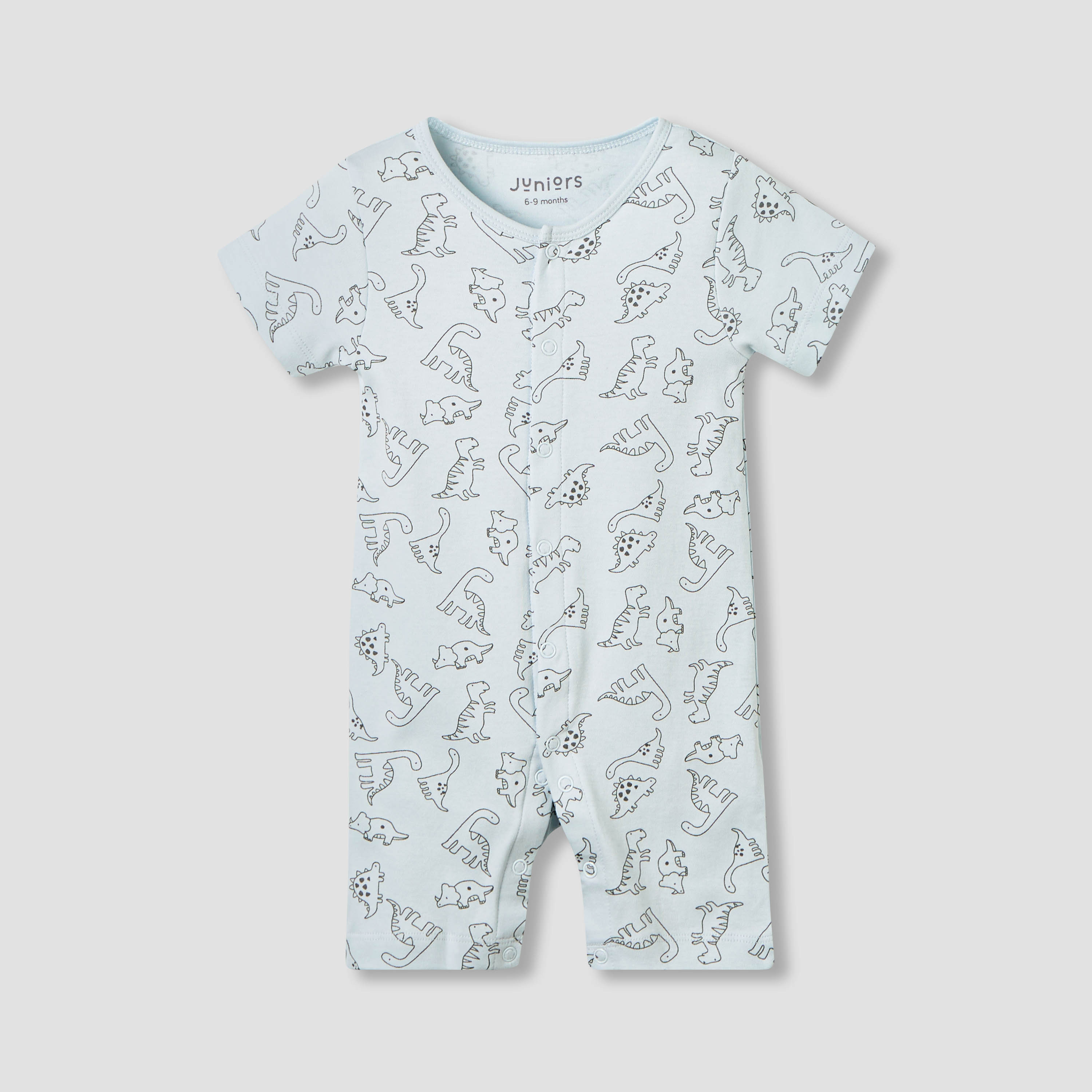 Juniors Round Neck Romper with Snap Button Closure - Cotton - Short Sleeves-baby-boys-clothing-rompers-image-2