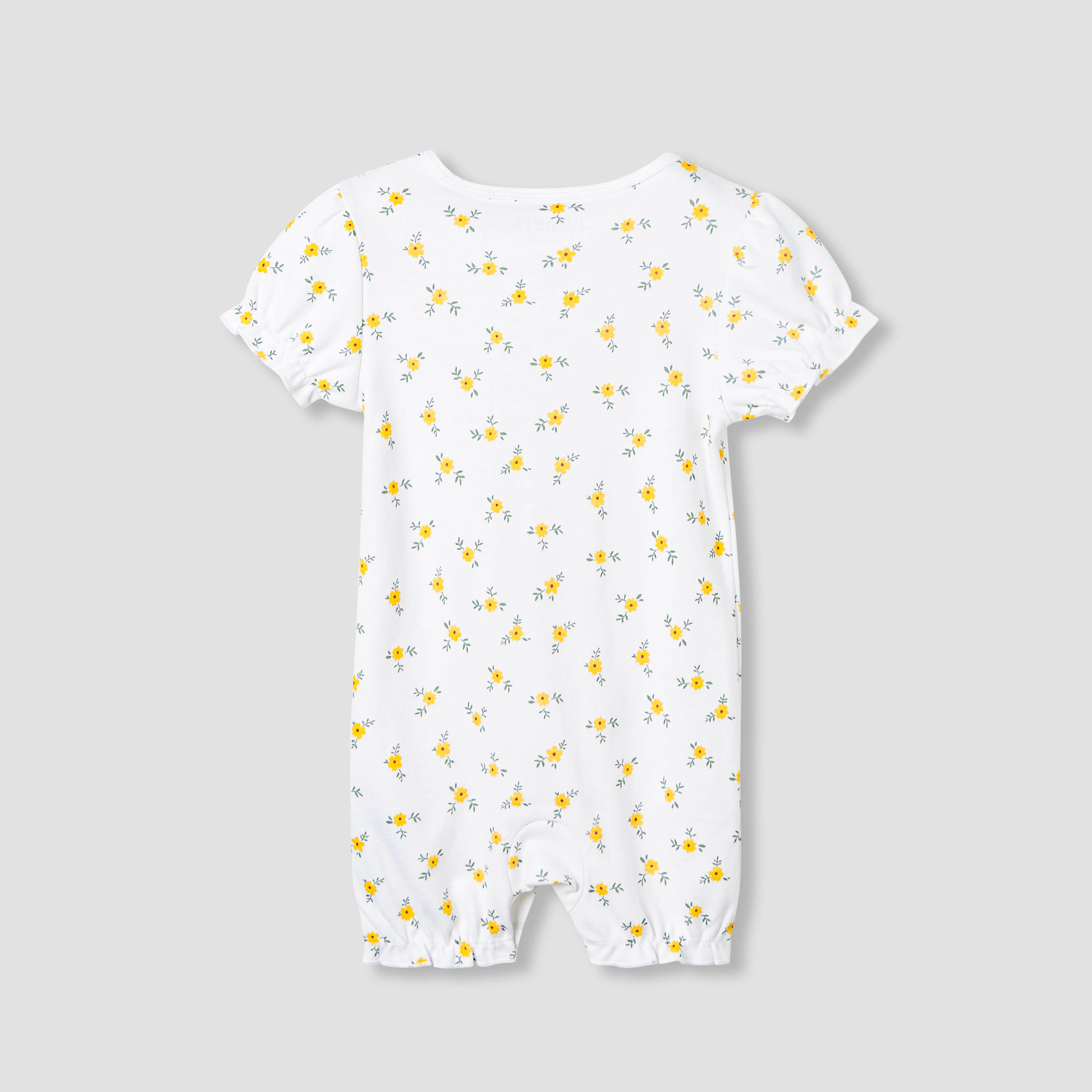 أفرول قطن بياقة مستديرة وأكمام قصيرة وطبعات زهرية من جونيورز-baby-girls-clothing-rompers-image-3