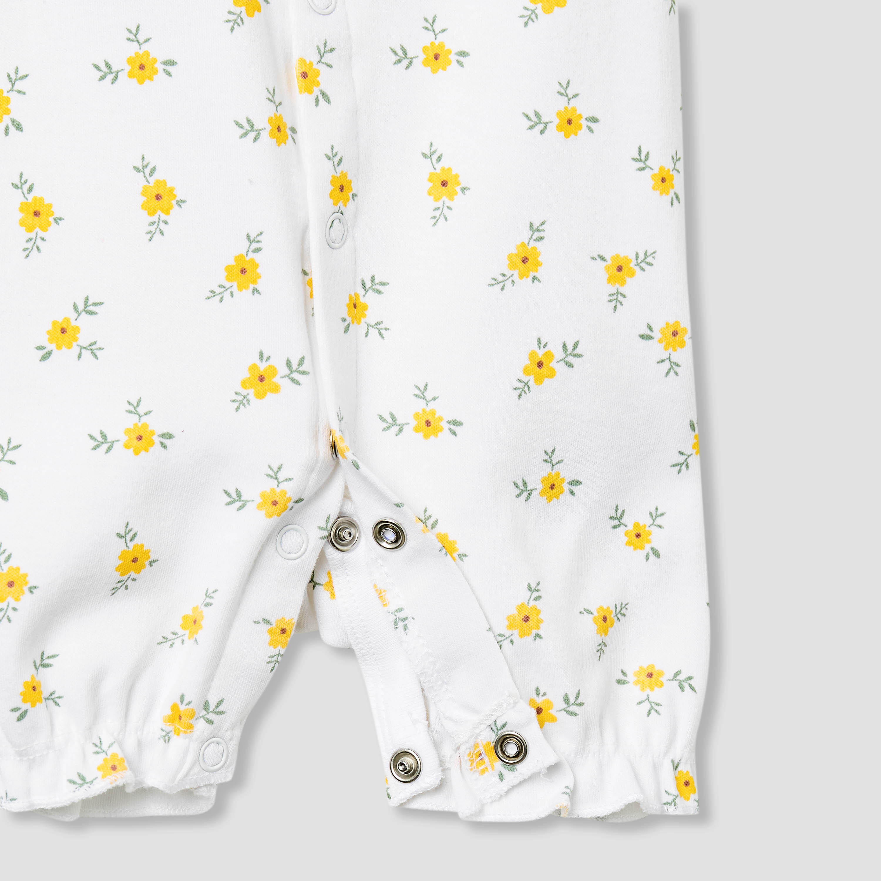 أفرول قطن بياقة مستديرة وأكمام قصيرة وطبعات زهرية من جونيورز-baby-girls-clothing-rompers-image-1