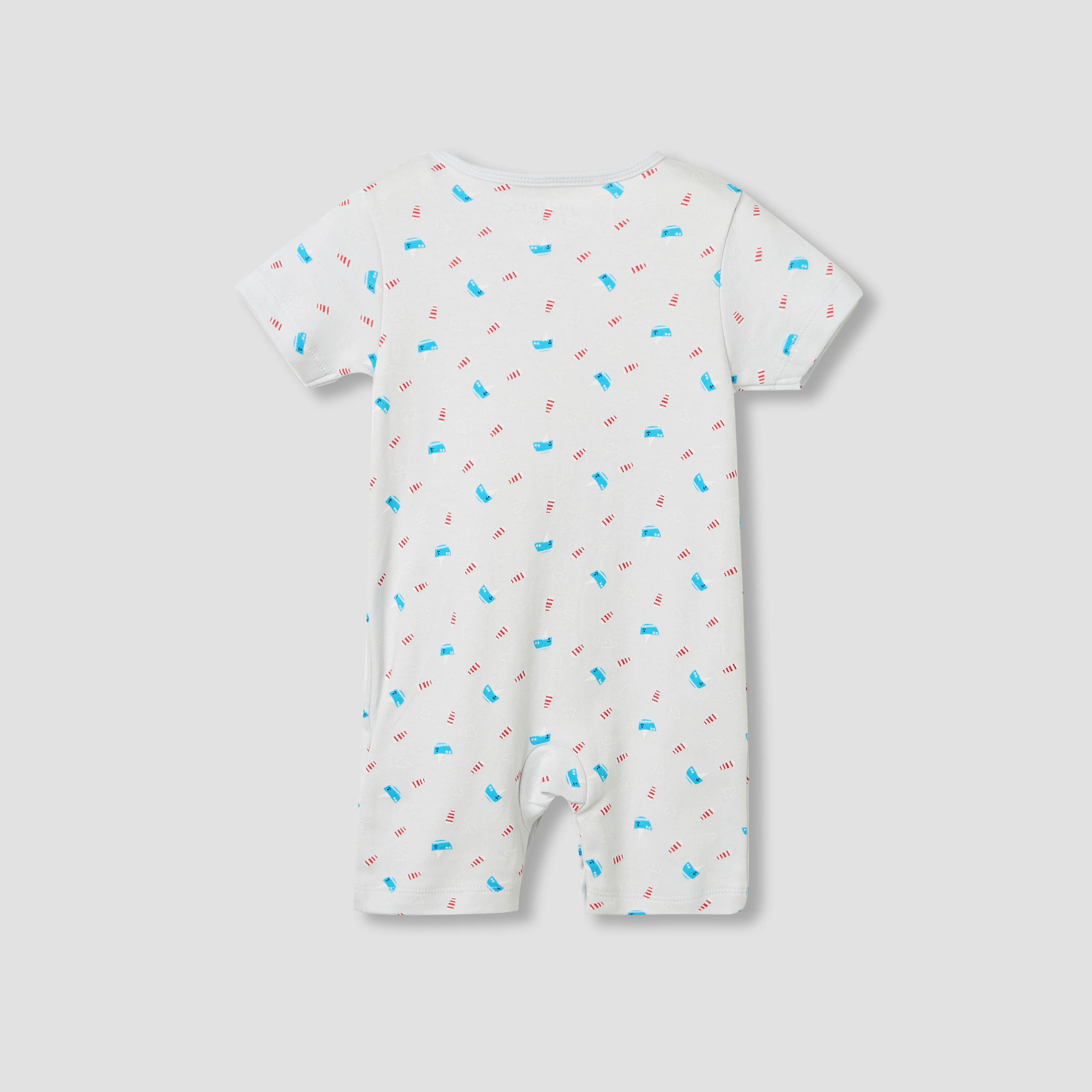 Juniors Round Neck Romper with Nautical Print - Cotton - Short Sleeves-baby-boys-clothing-rompers-image-3