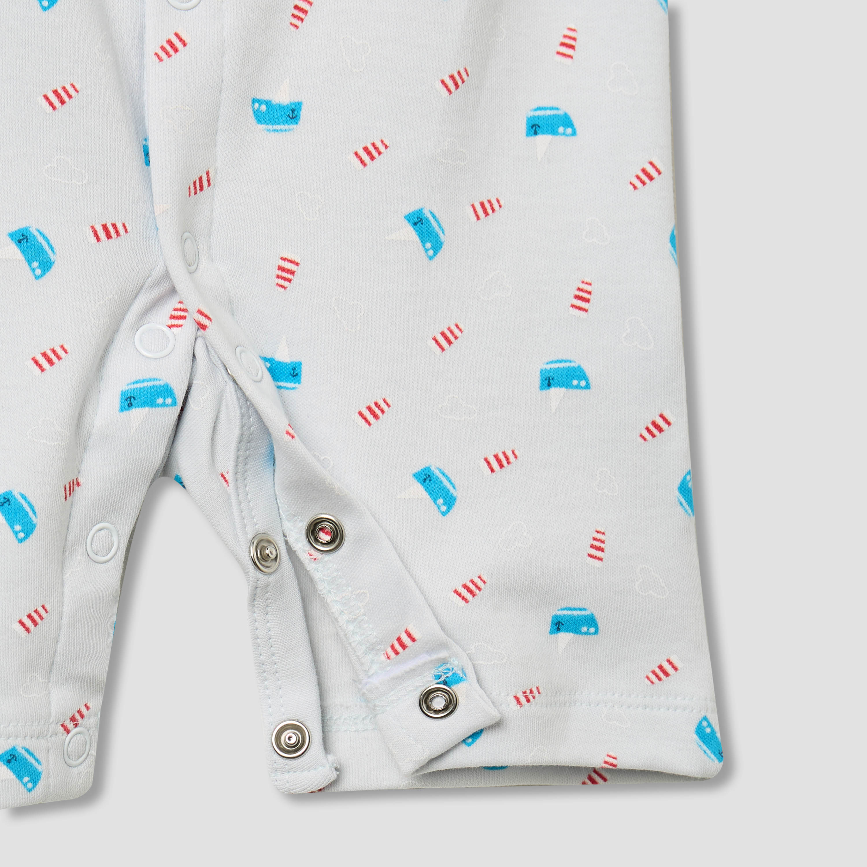Juniors Round Neck Romper with Nautical Print - Cotton - Short Sleeves-baby-boys-clothing-rompers-image-5